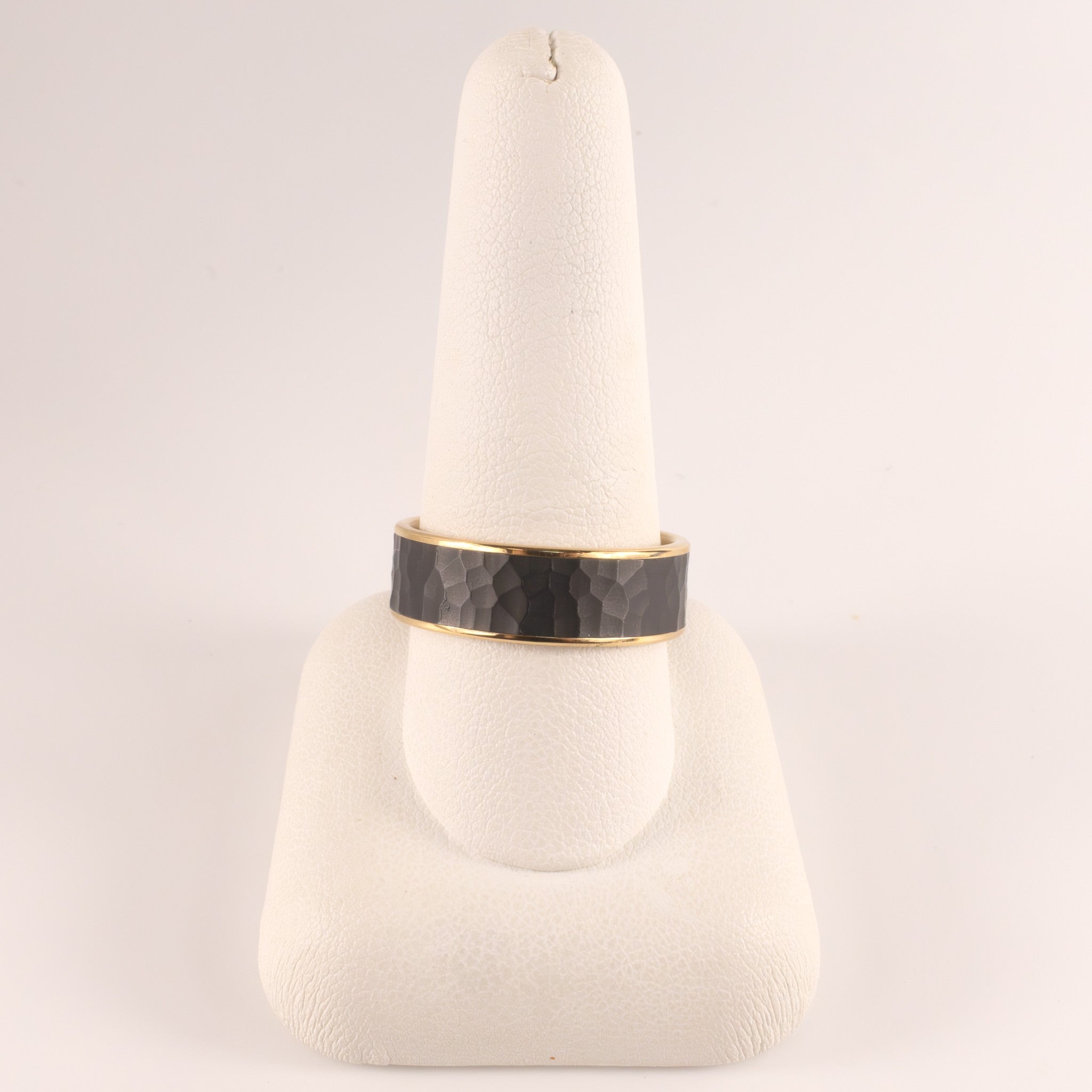Tantalum & 14KYG Satin Hammer Mens Ring