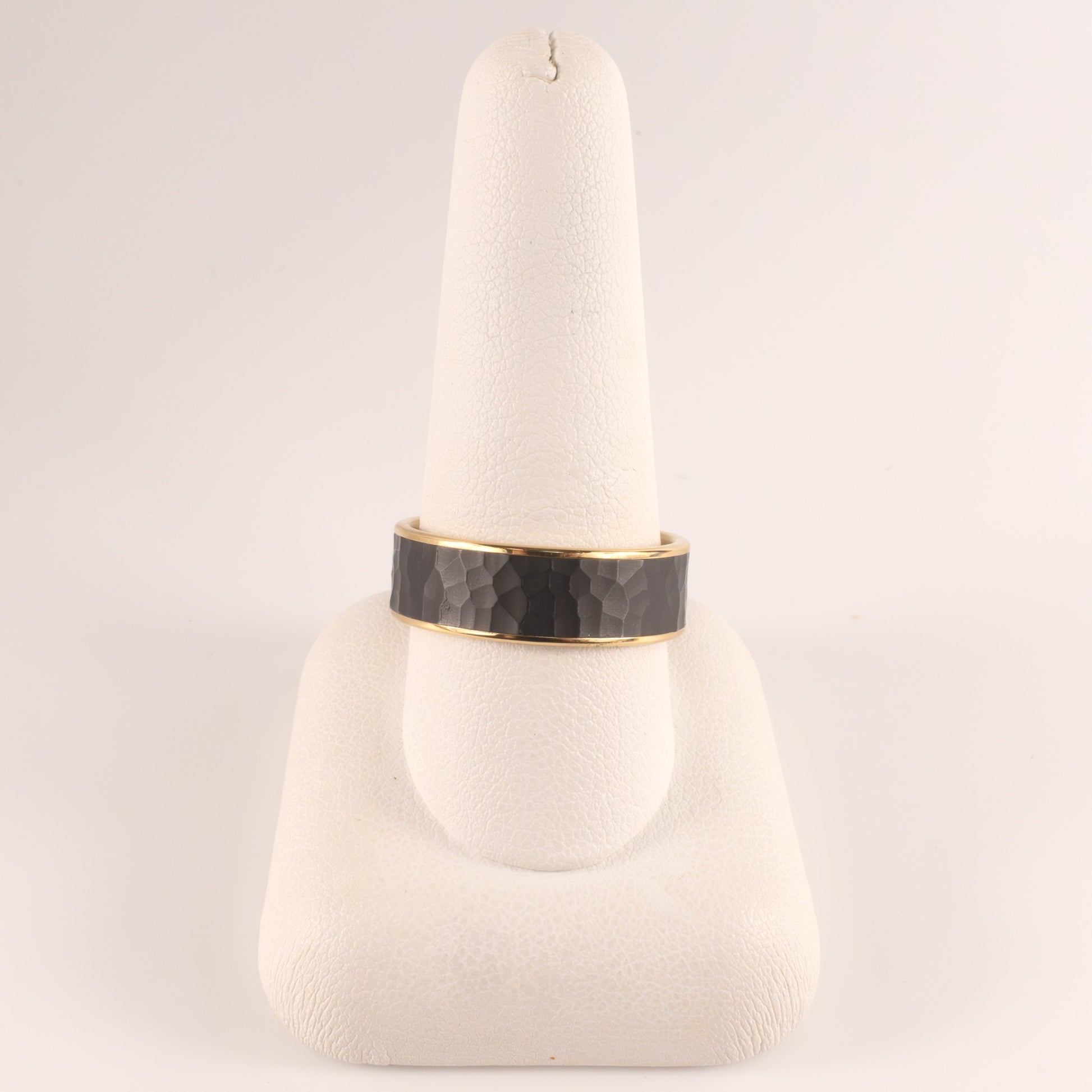 Tantalum & 14KYG Satin Hammer Mens Ring