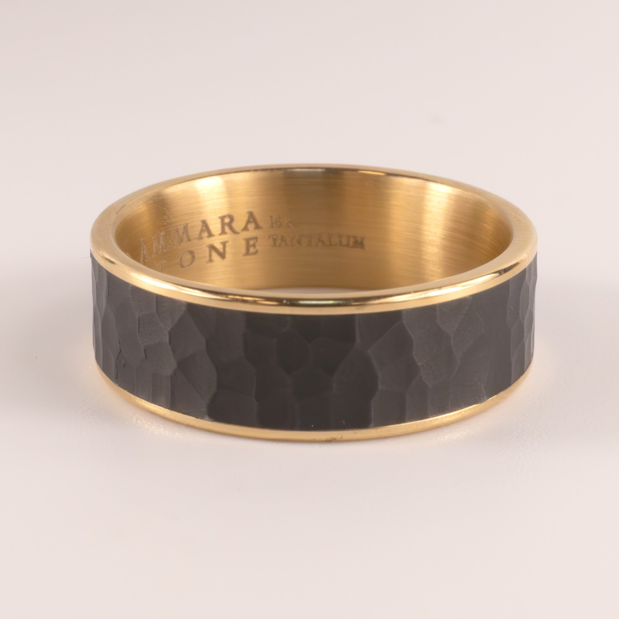 Tantalum & 14KYG Satin Hammer Mens Ring
