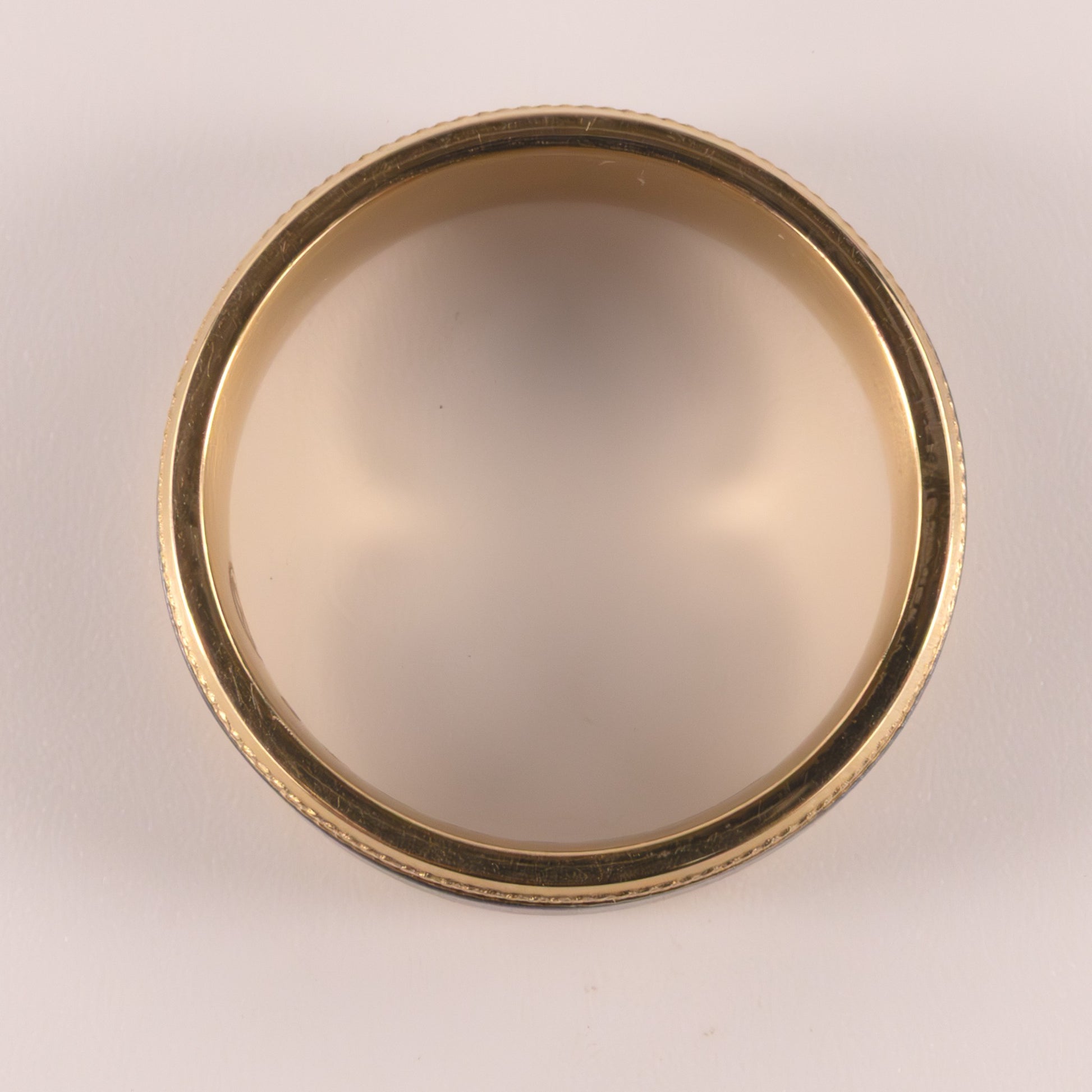 Tantalum &14KYG Knurled Edge Satin Center Mens Ring