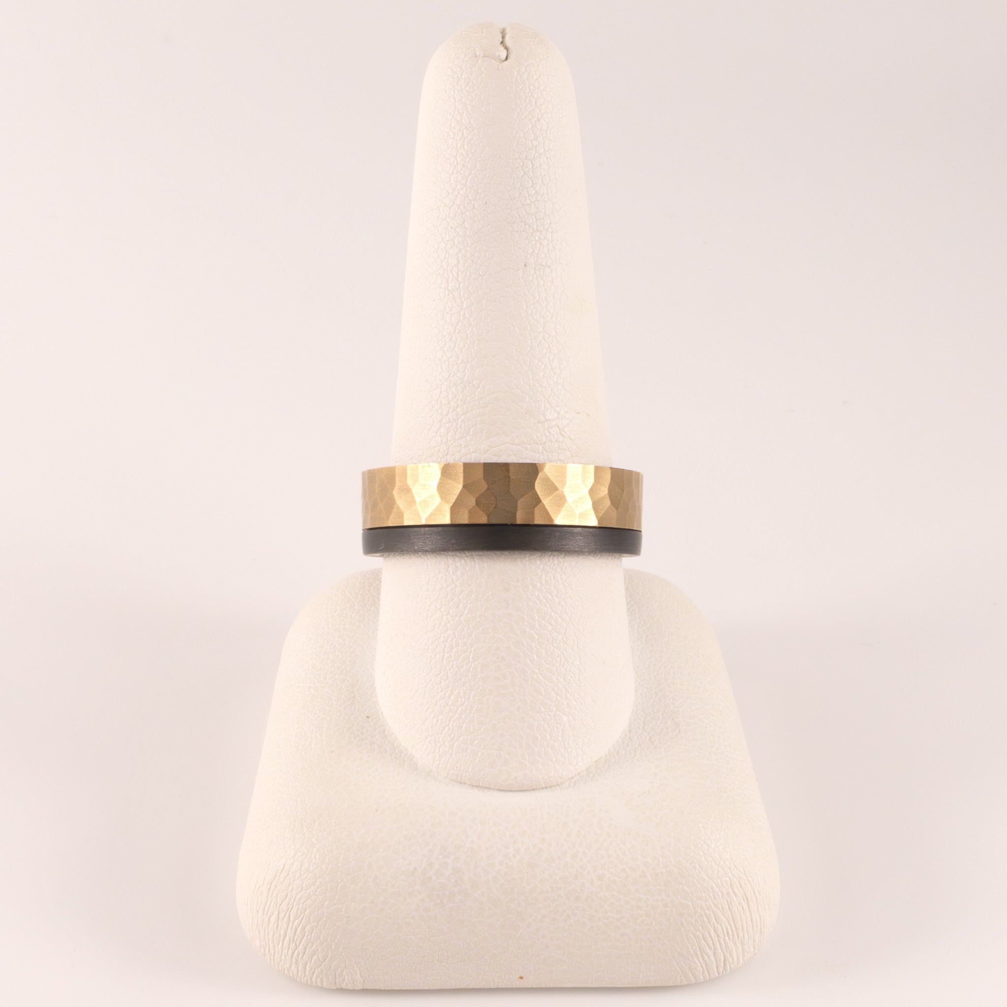 Tantalum & 14KYG Straight Edge Hammered Mens Ring