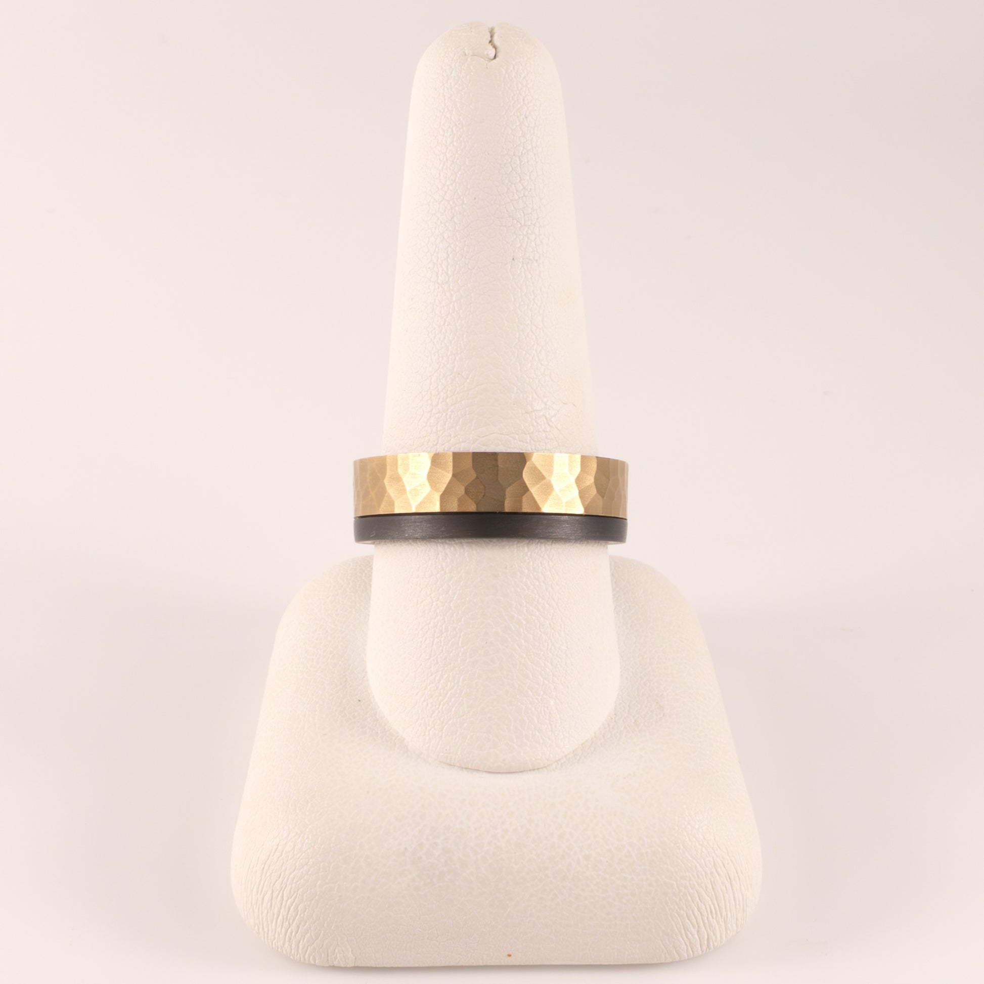 Tantalum & 14KYG Straight Edge Hammered Mens Ring