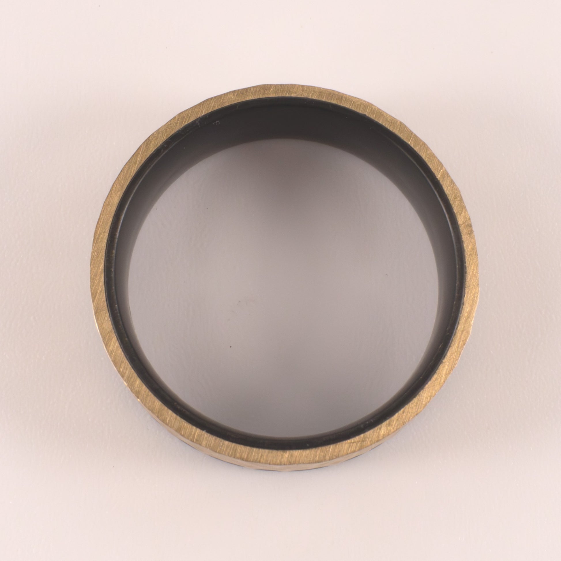 Tantalum & 14KYG Straight Edge Hammered Mens Ring