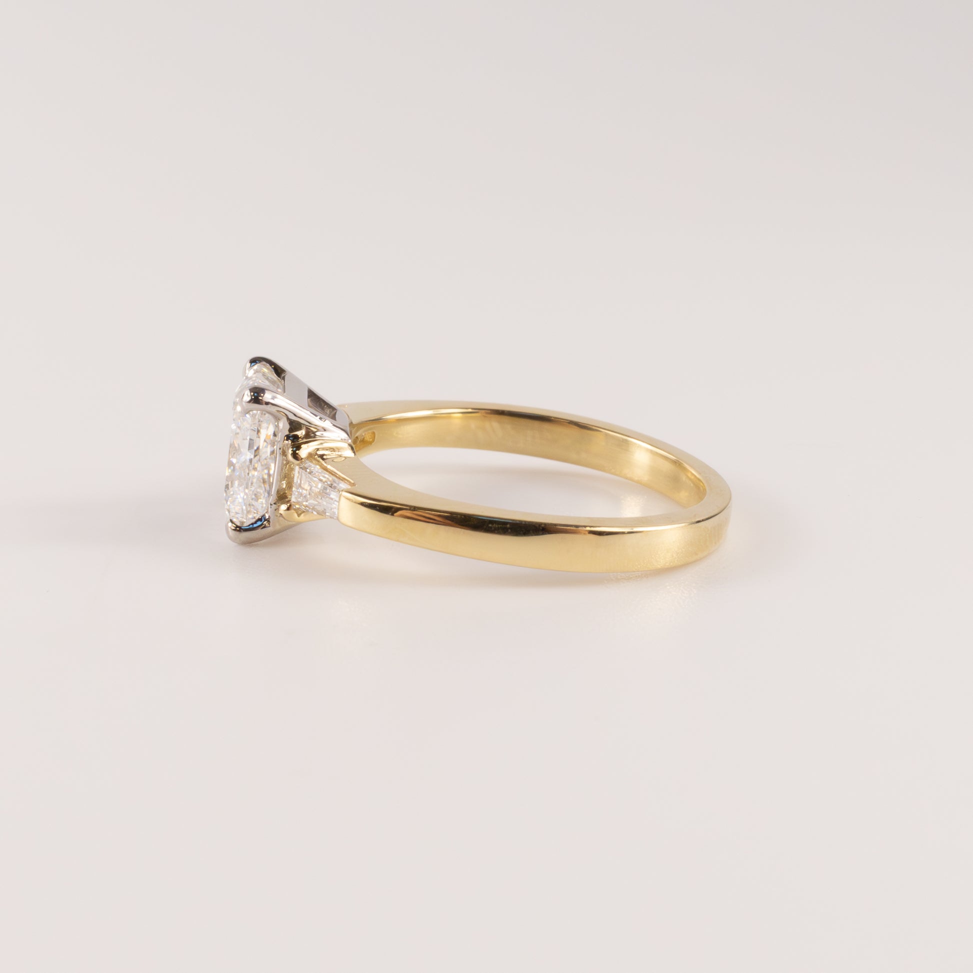 14KYG Lab Grown Diamond 2.01ct Princess Cut Three Stone Engagement Ring