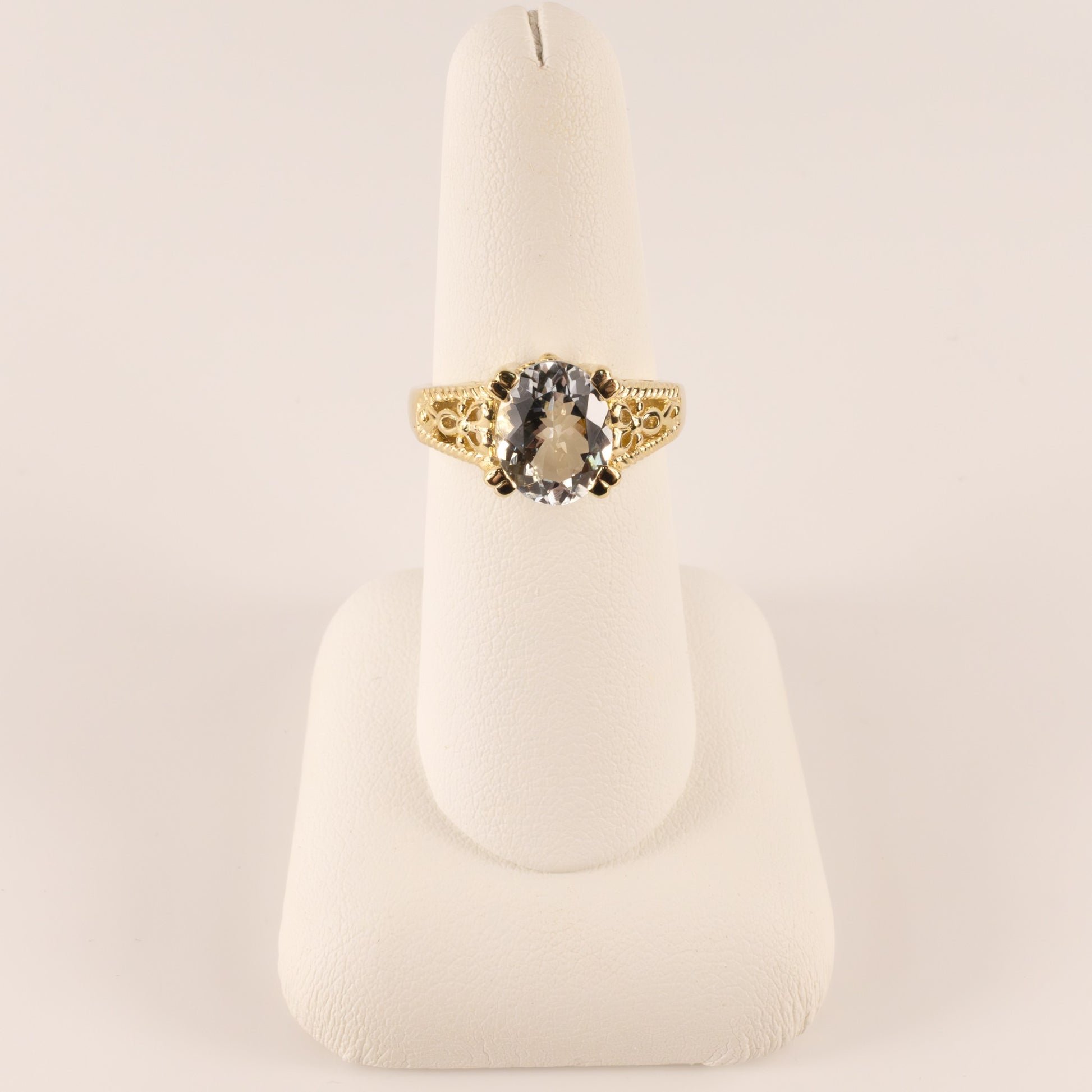 14KYG Aquamarine Oval Filigree Ring