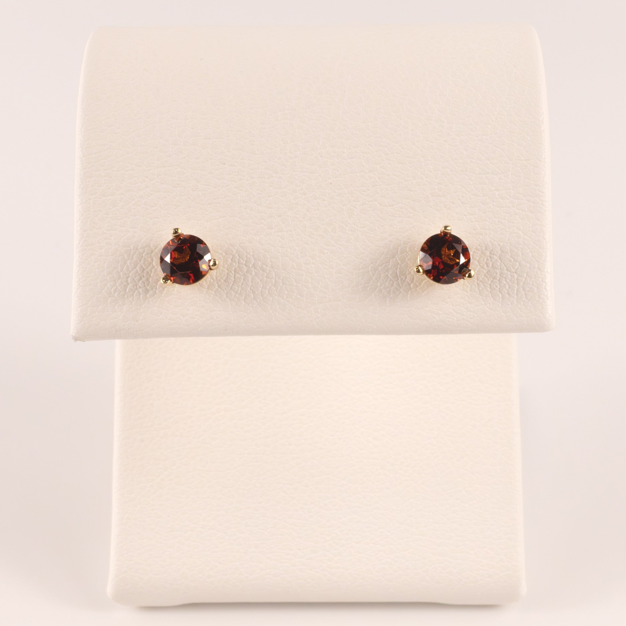 14KYG Garnet 4mm Martini Set Stud Earrings