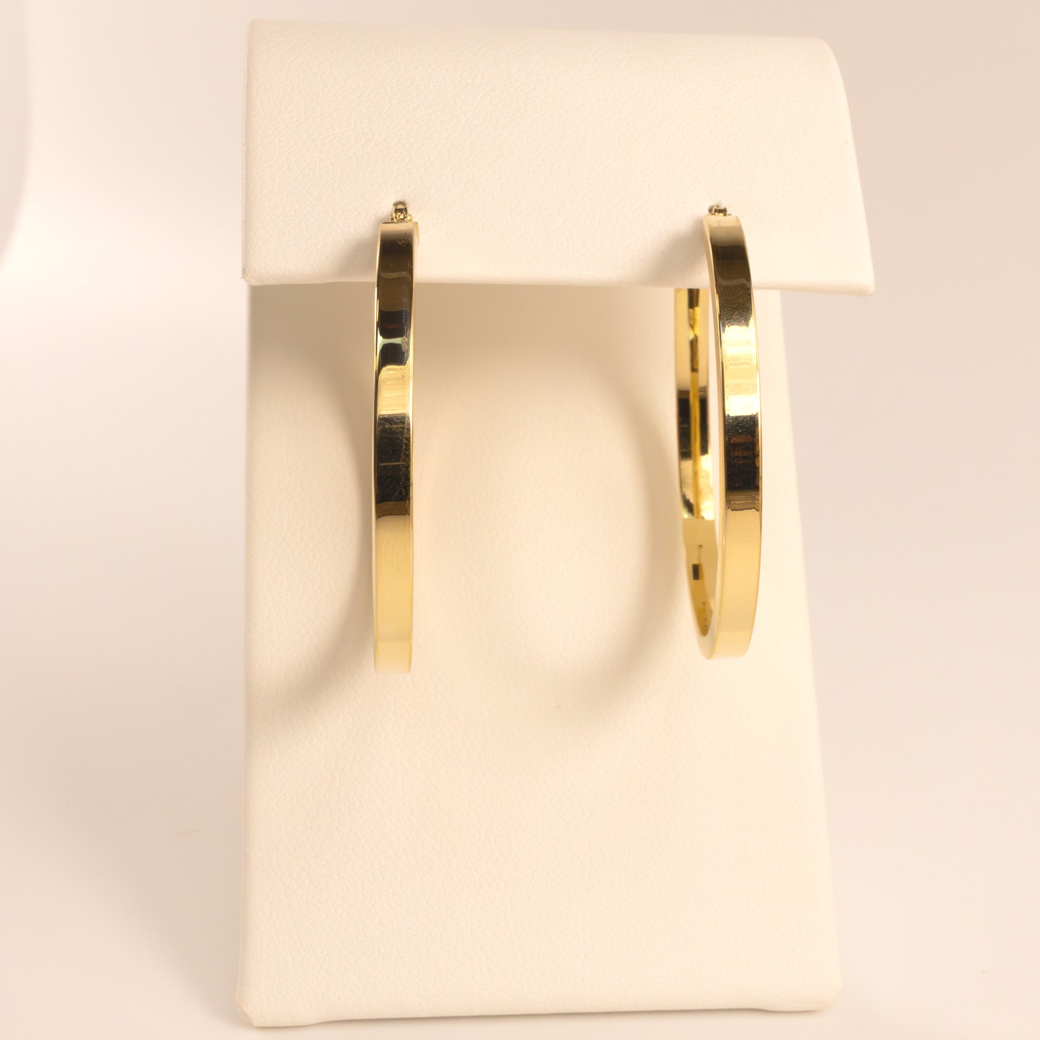 14KYG 2x34mm Squared Round Hoop Earrings
