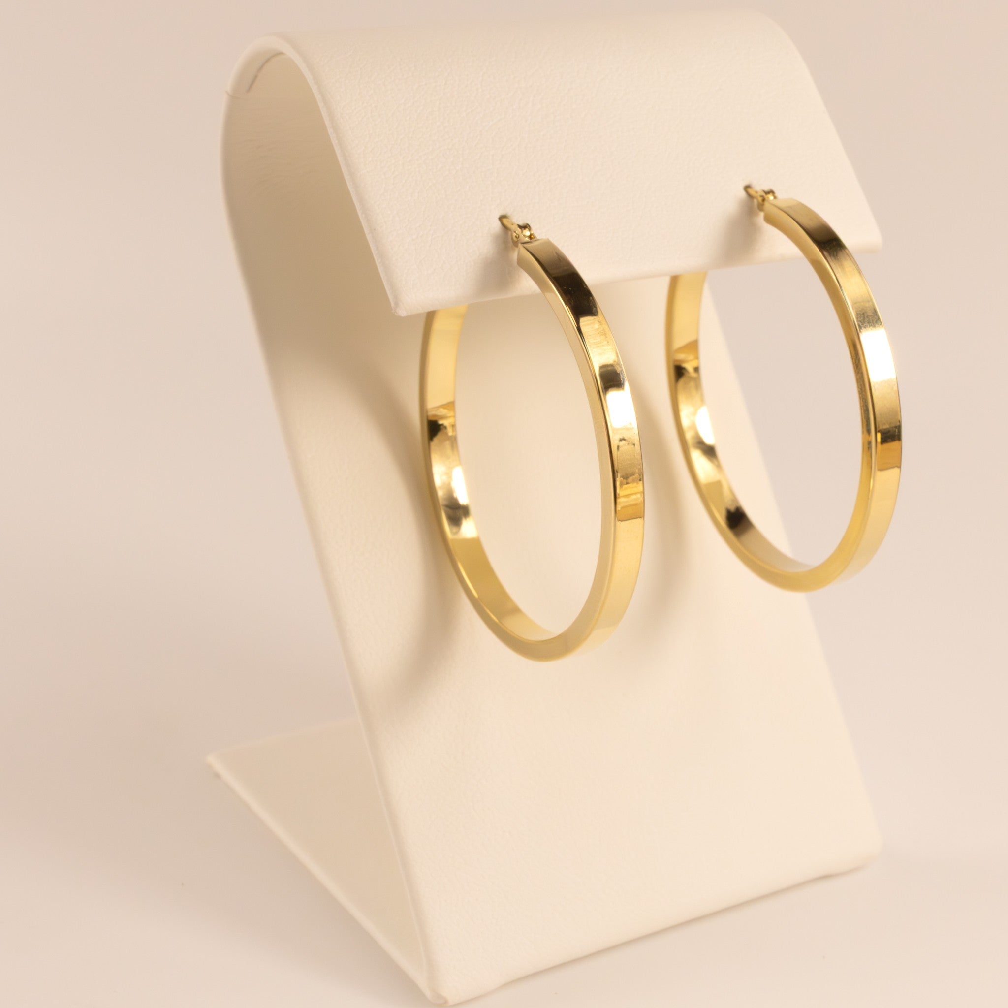14KYG 2x34mm Squared Round Hoop Earrings
