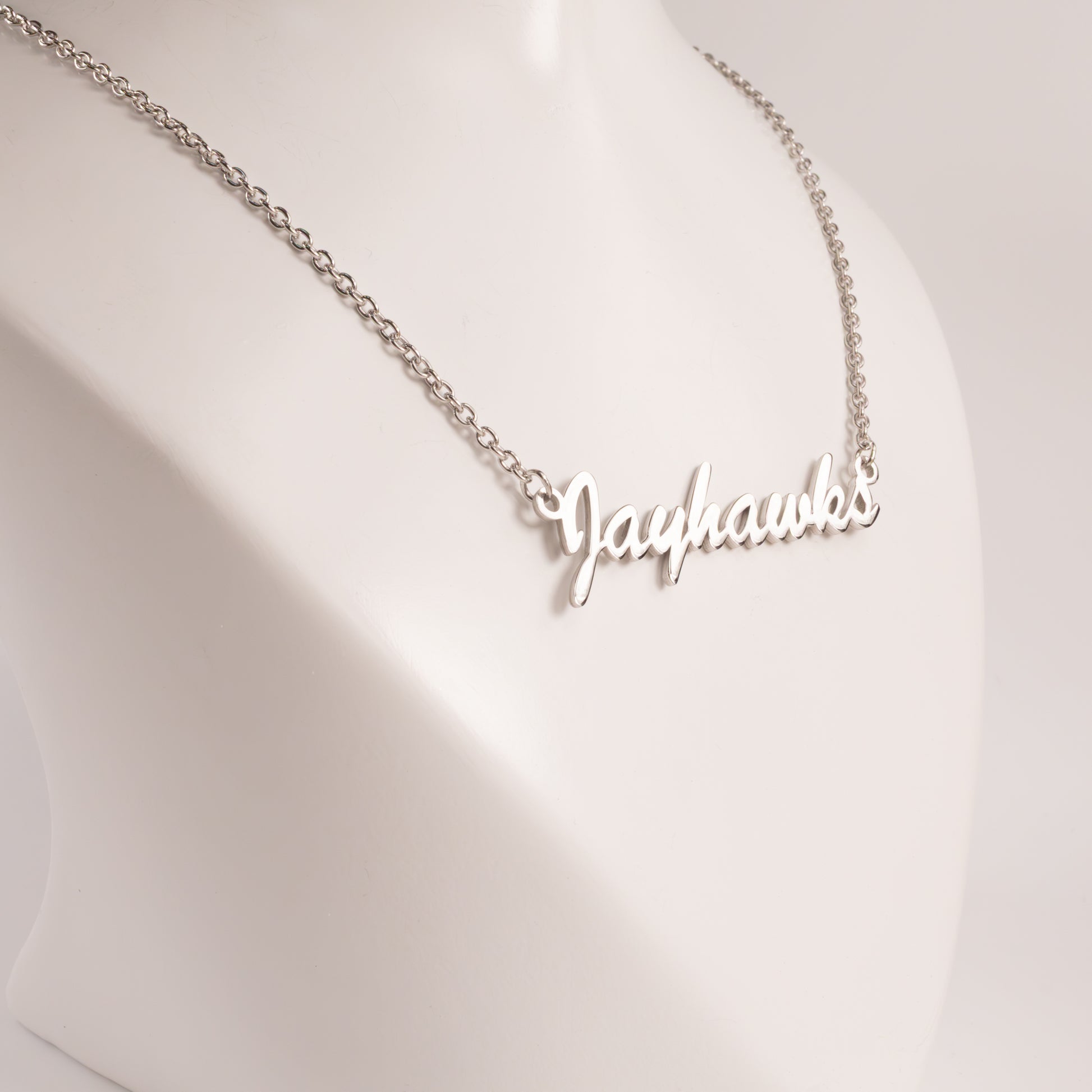 Sterling Silver Fixed KU "Jayhawks" Necklace