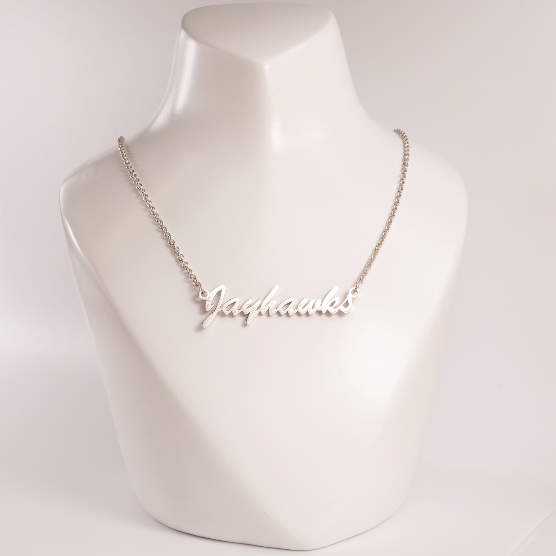 Sterling Silver Fixed KU "Jayhawks" Necklace