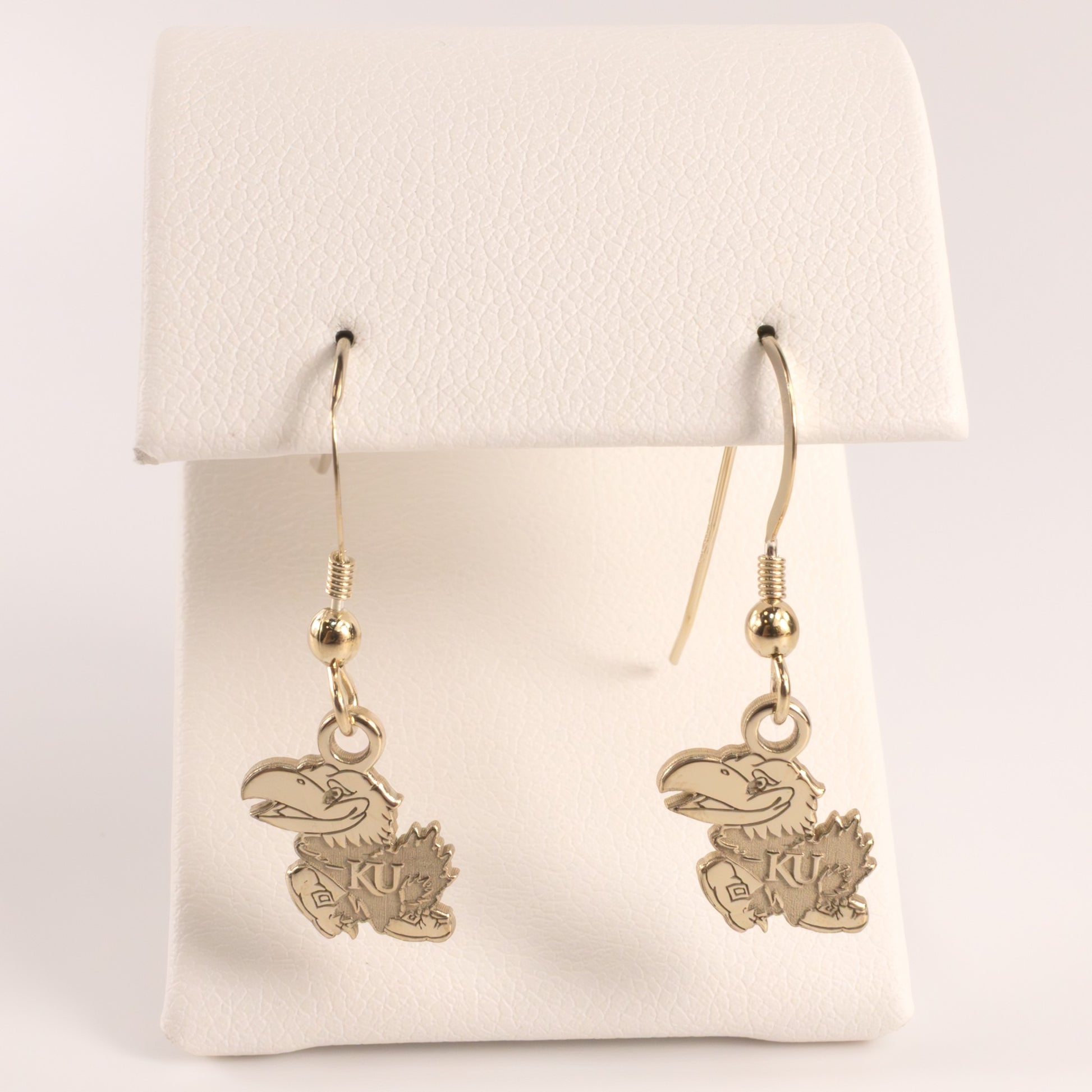 Sterling Silver Gold Plated KU Jayhawk Dangle Earrings