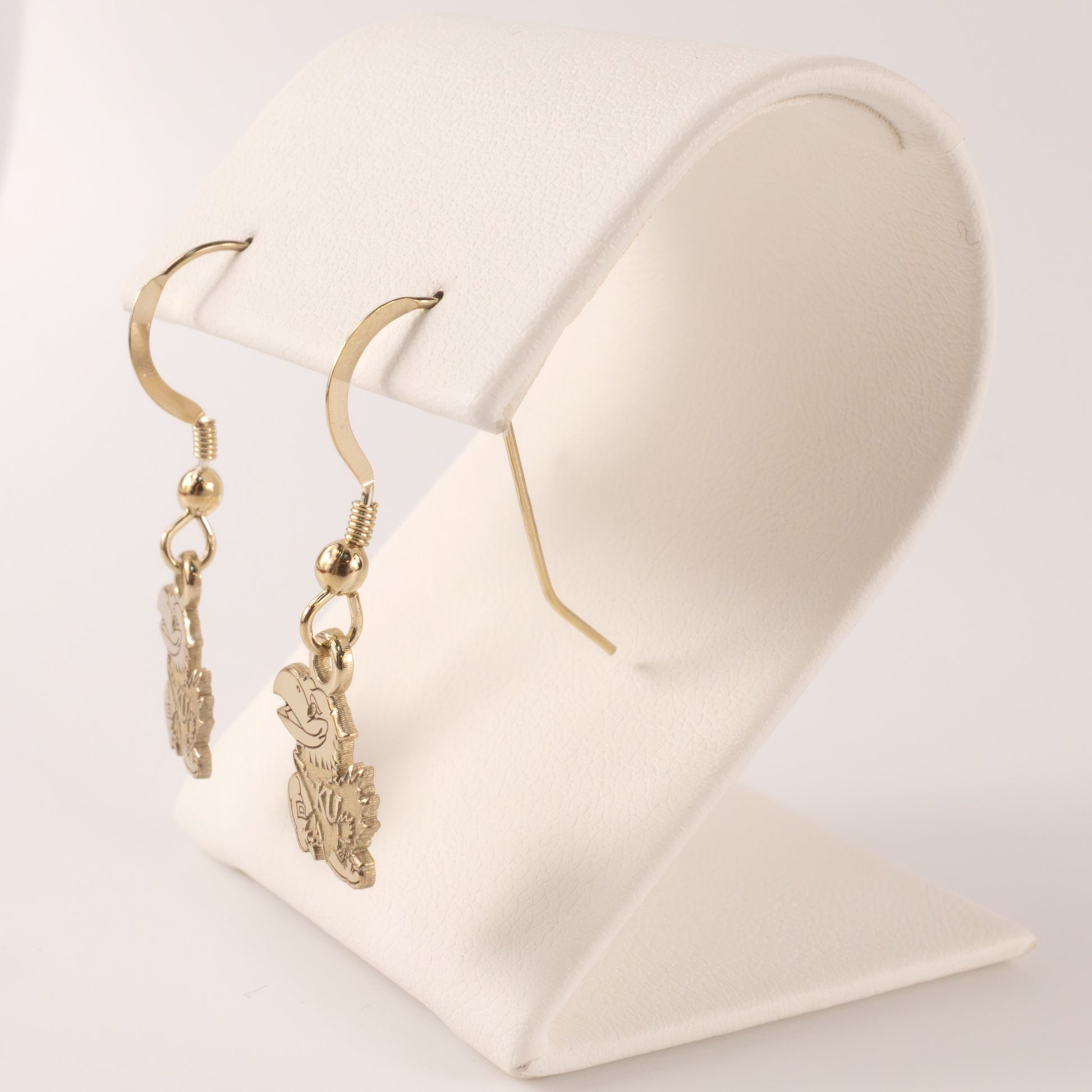 Sterling Silver Gold Plated KU Jayhawk Dangle Earrings