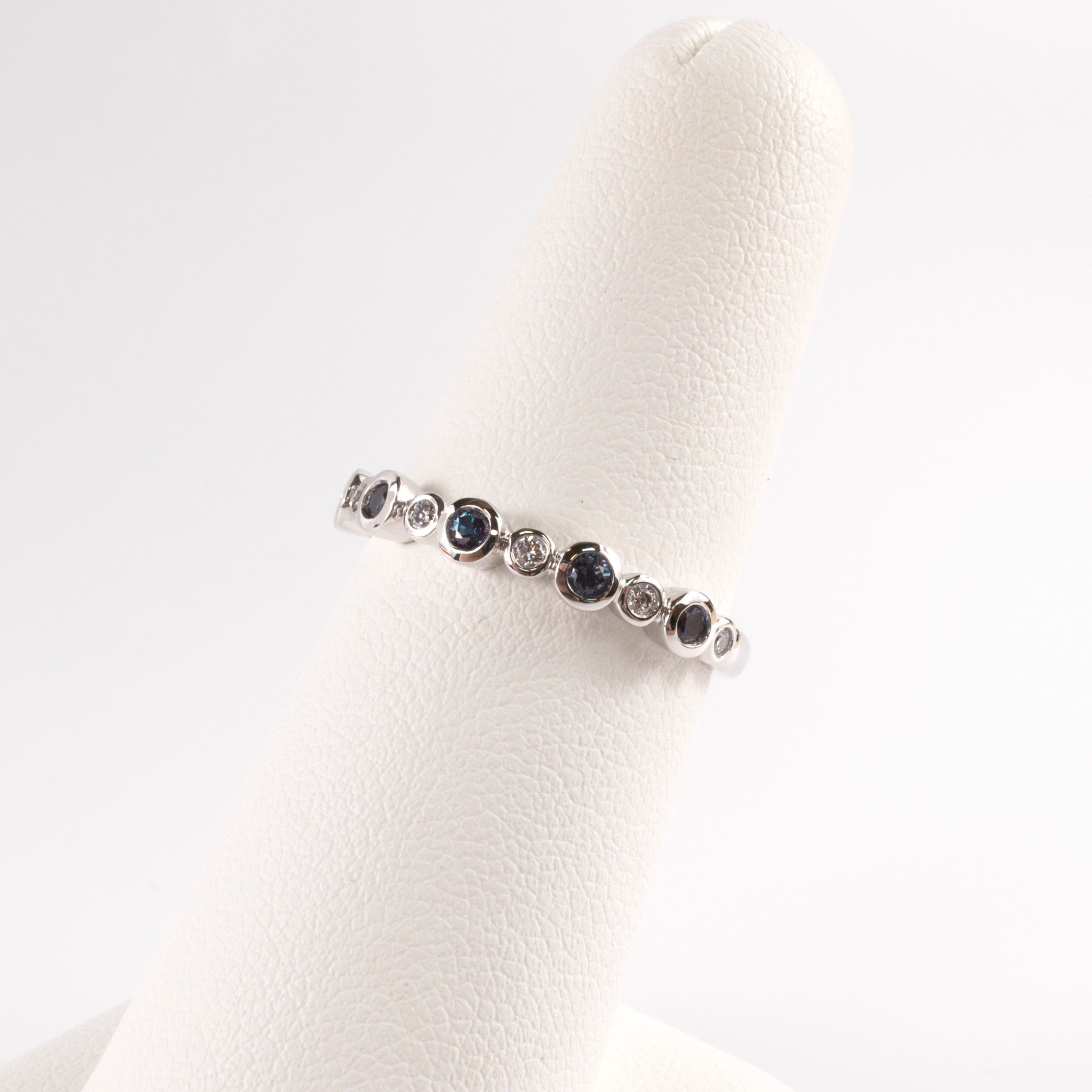 14KWG Lab Grown Alexandrite 0.20cttw and Diamond 0.09cttw Bezel Set Band