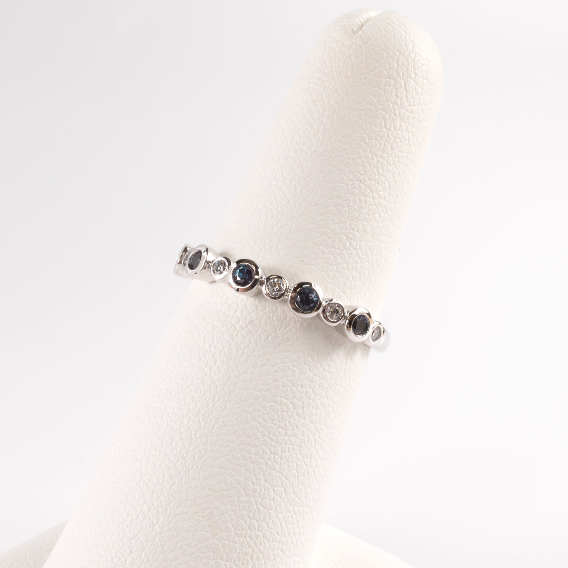 14KWG Lab Grown Alexandrite 0.20cttw and Diamond 0.09cttw Bezel Set Band