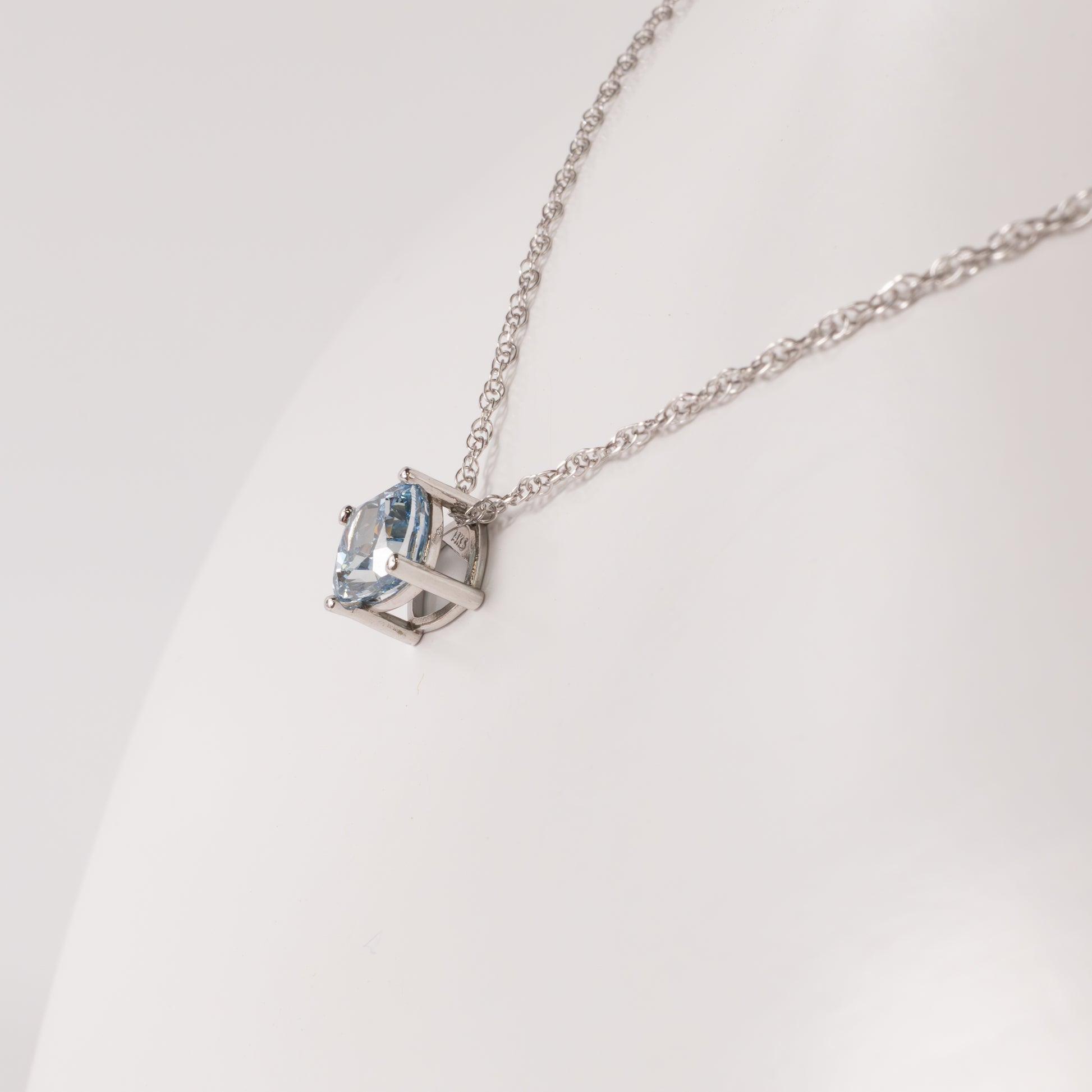 14KWG Lab Grown Cushion Blue Diamond 1.61ct Slide Pendant