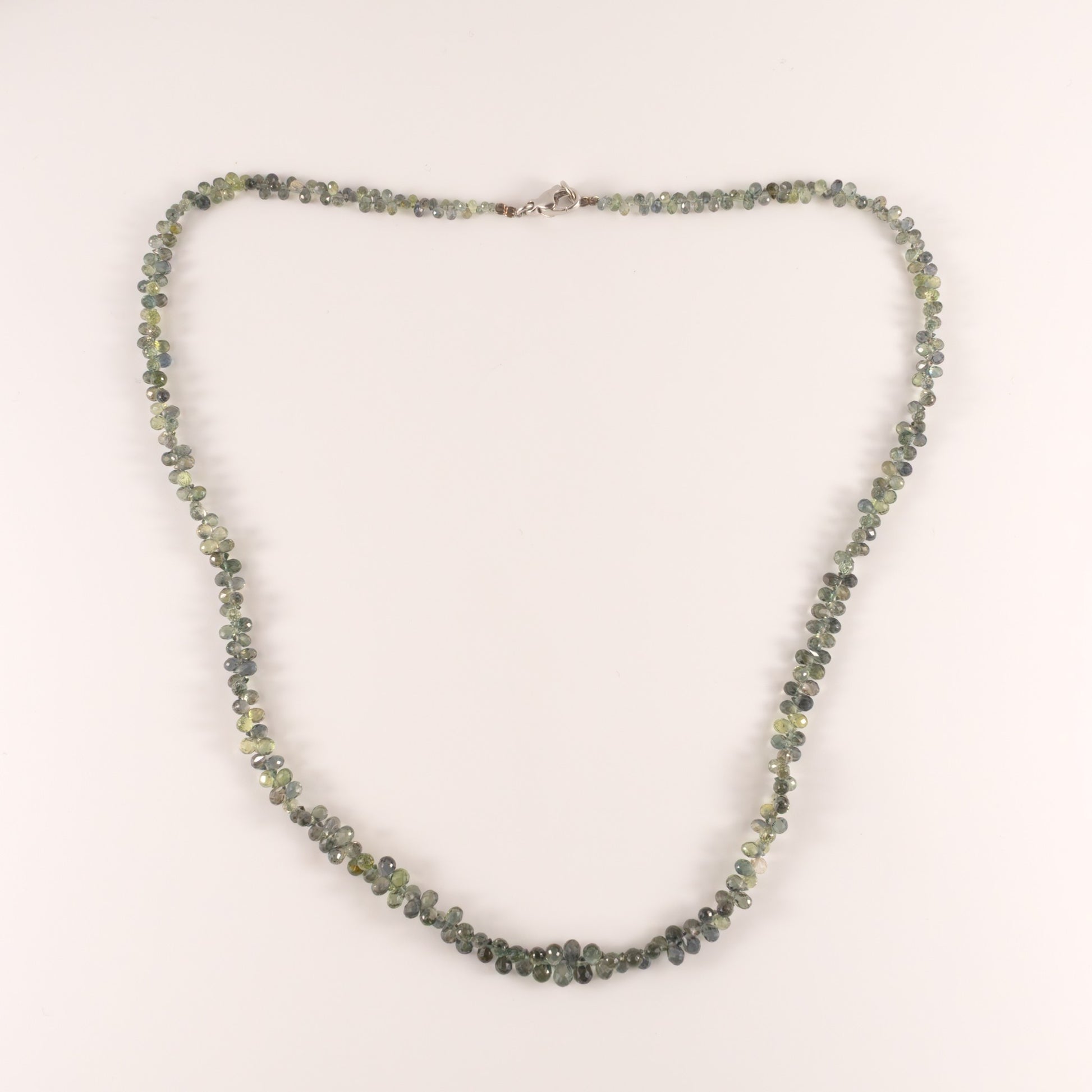 14KWG Green Sapphire Graduated Briolette Bead Necklace