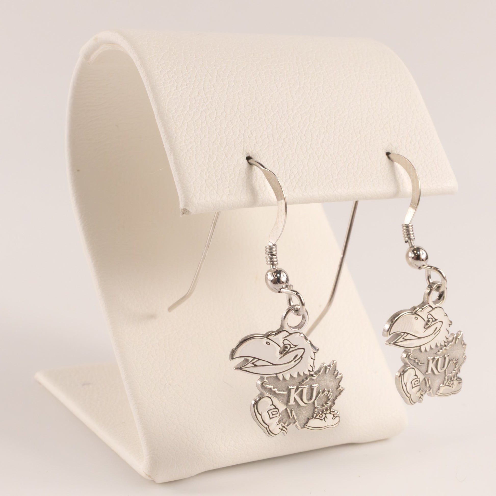 Sterling Silver KU Jayhawk Dangle Earrings
