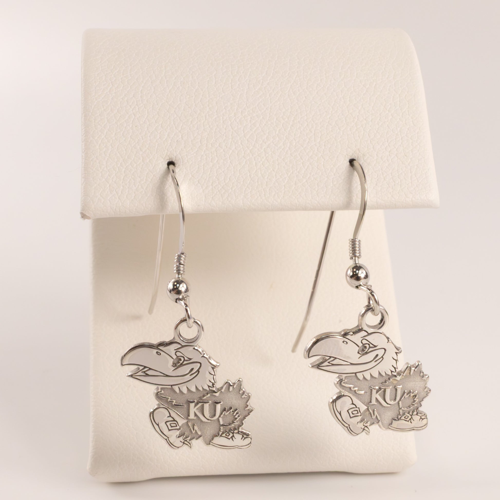 Sterling Silver KU Jayhawk Dangle Earrings