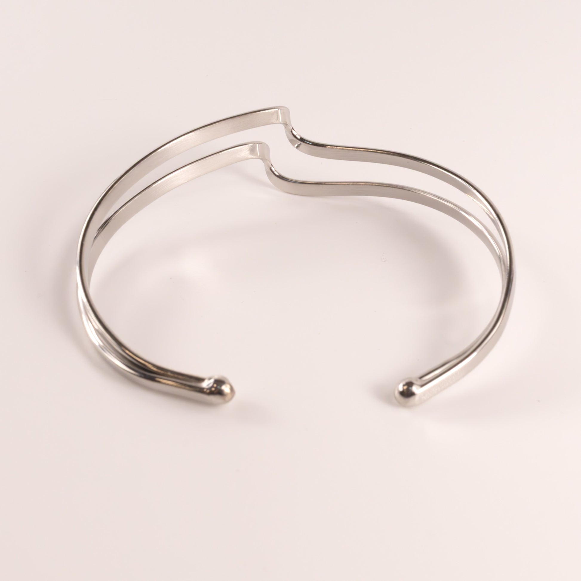 Sterling Silver Two-Row Wavy Cuff Bracelet