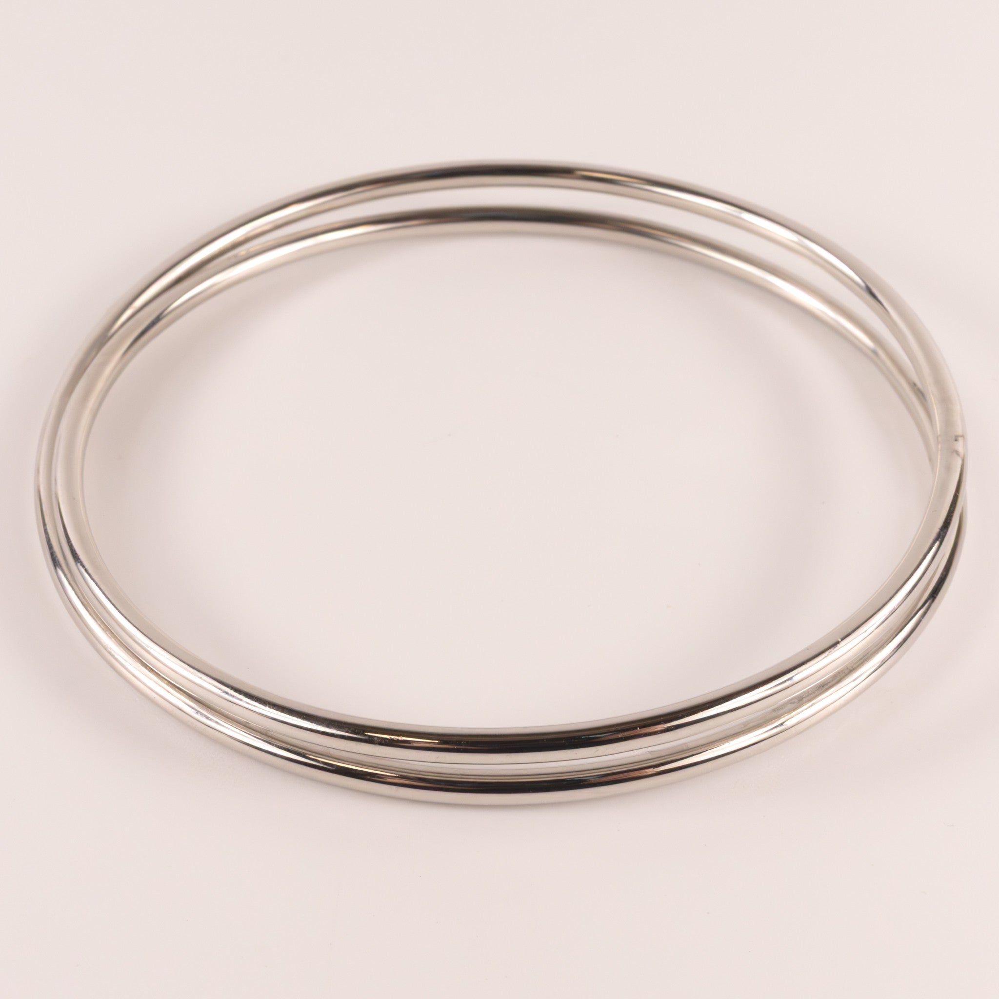 Sterling Silver Double Crossover Solid Bangle Bracelet