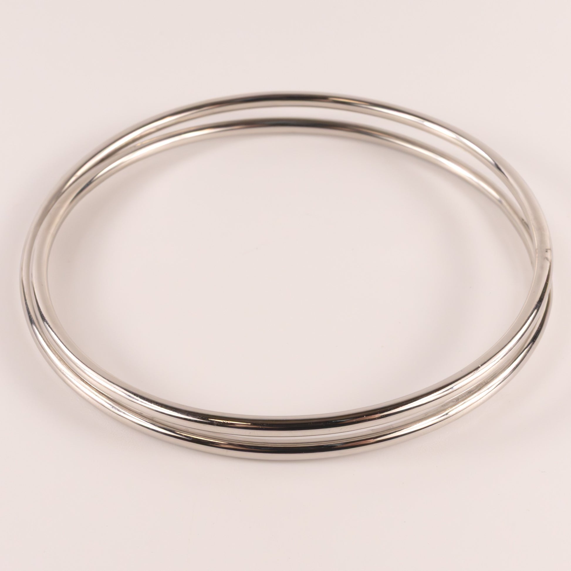 Sterling Silver Double Crossover Solid Bangle Bracelet