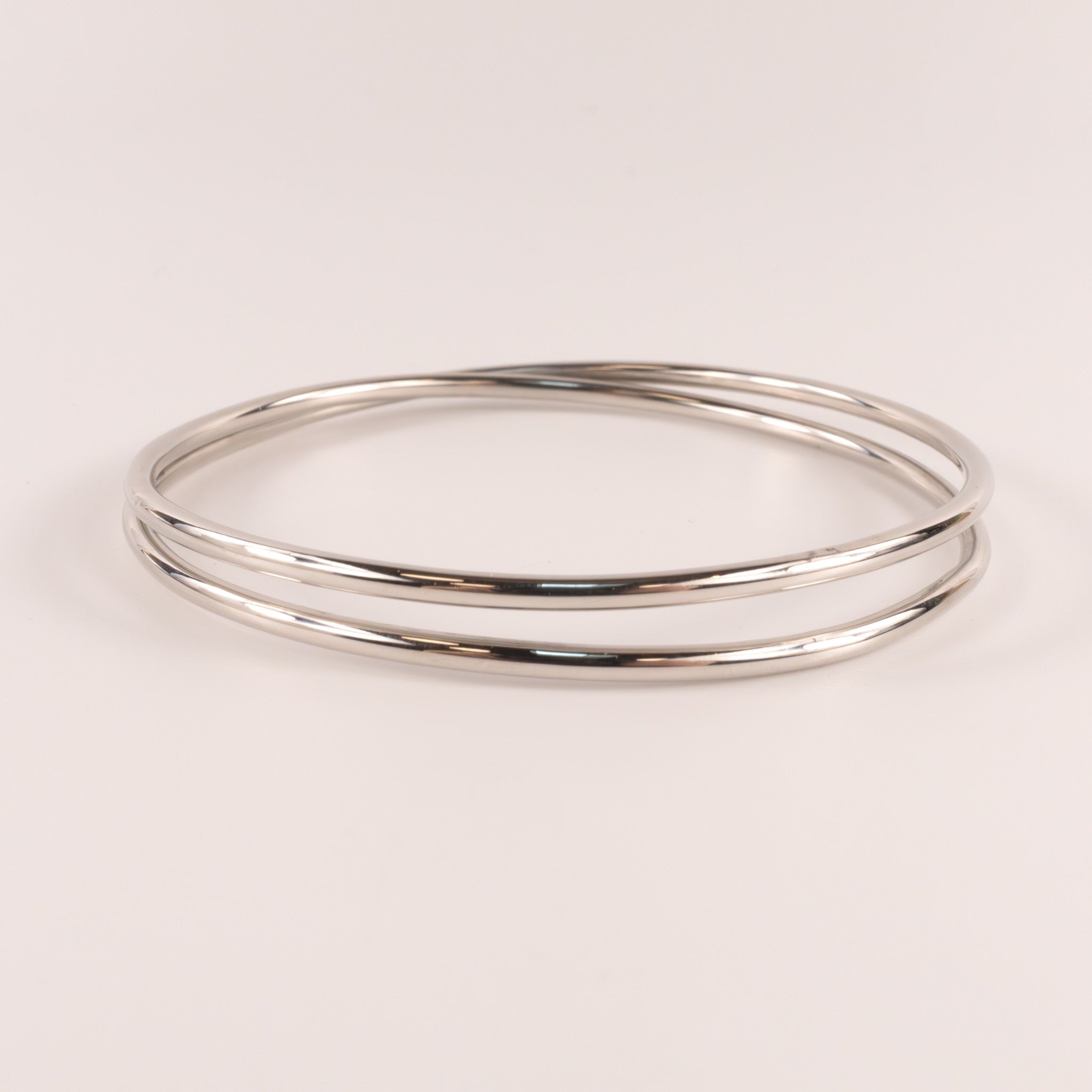 Sterling Silver Double Crossover Solid Bangle Bracelet