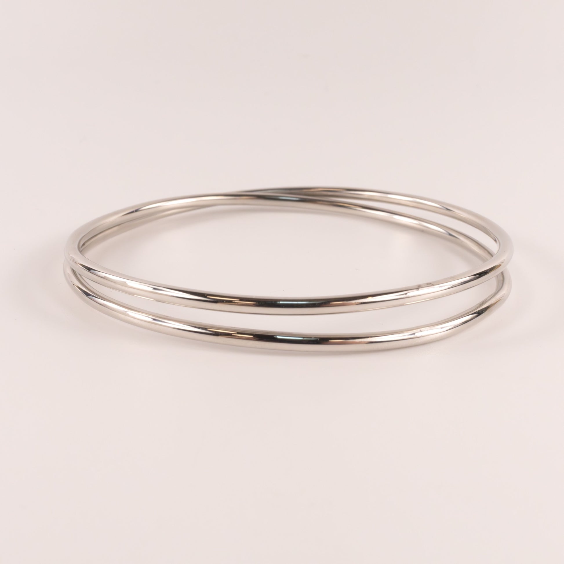 Sterling Silver Double Crossover Solid Bangle Bracelet