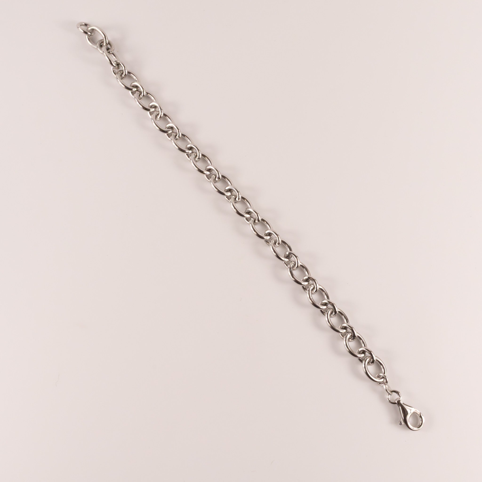 Sterling Silver Oval Cable Chain Solid Link Bracelet