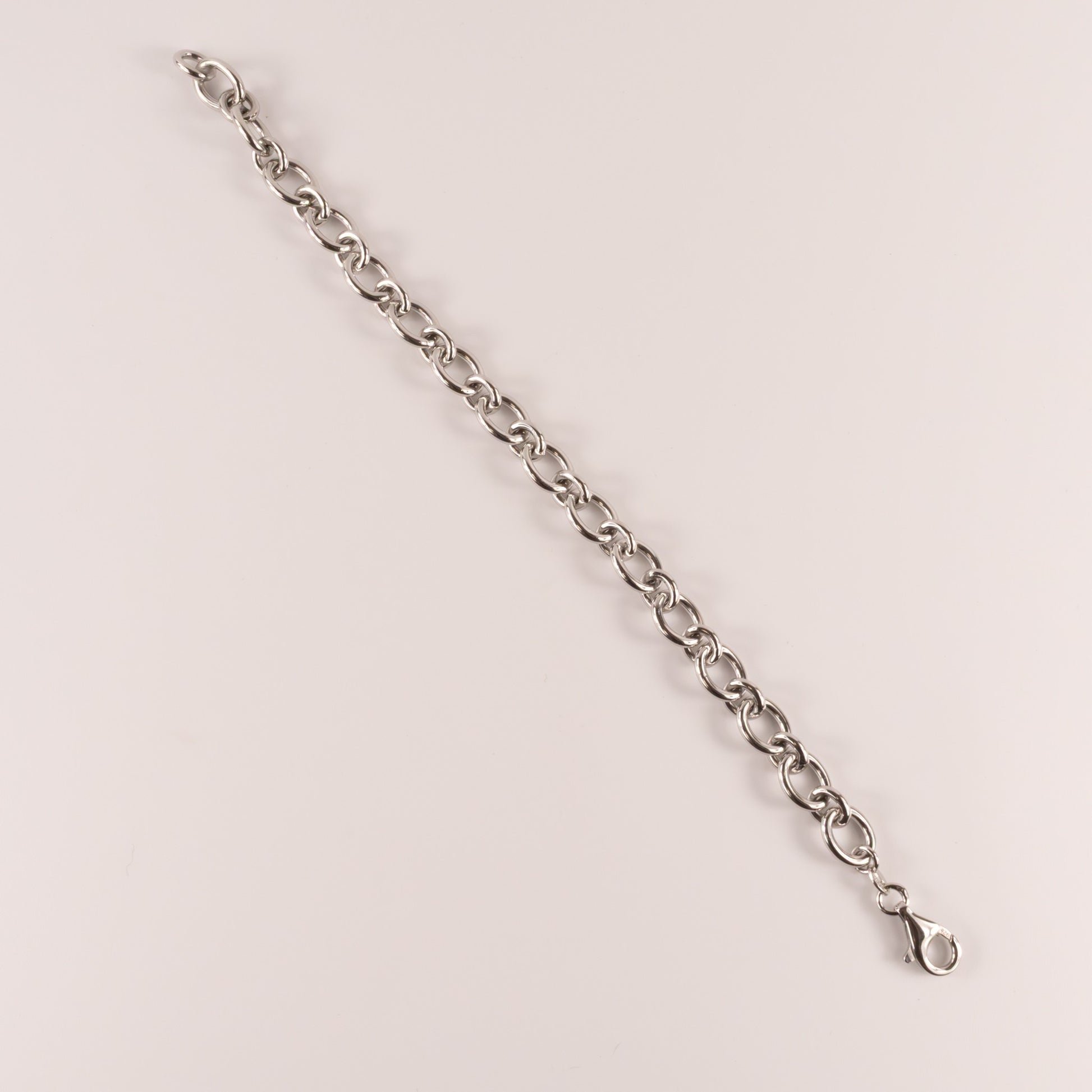 Sterling Silver Oval Cable Chain Solid Link Bracelet