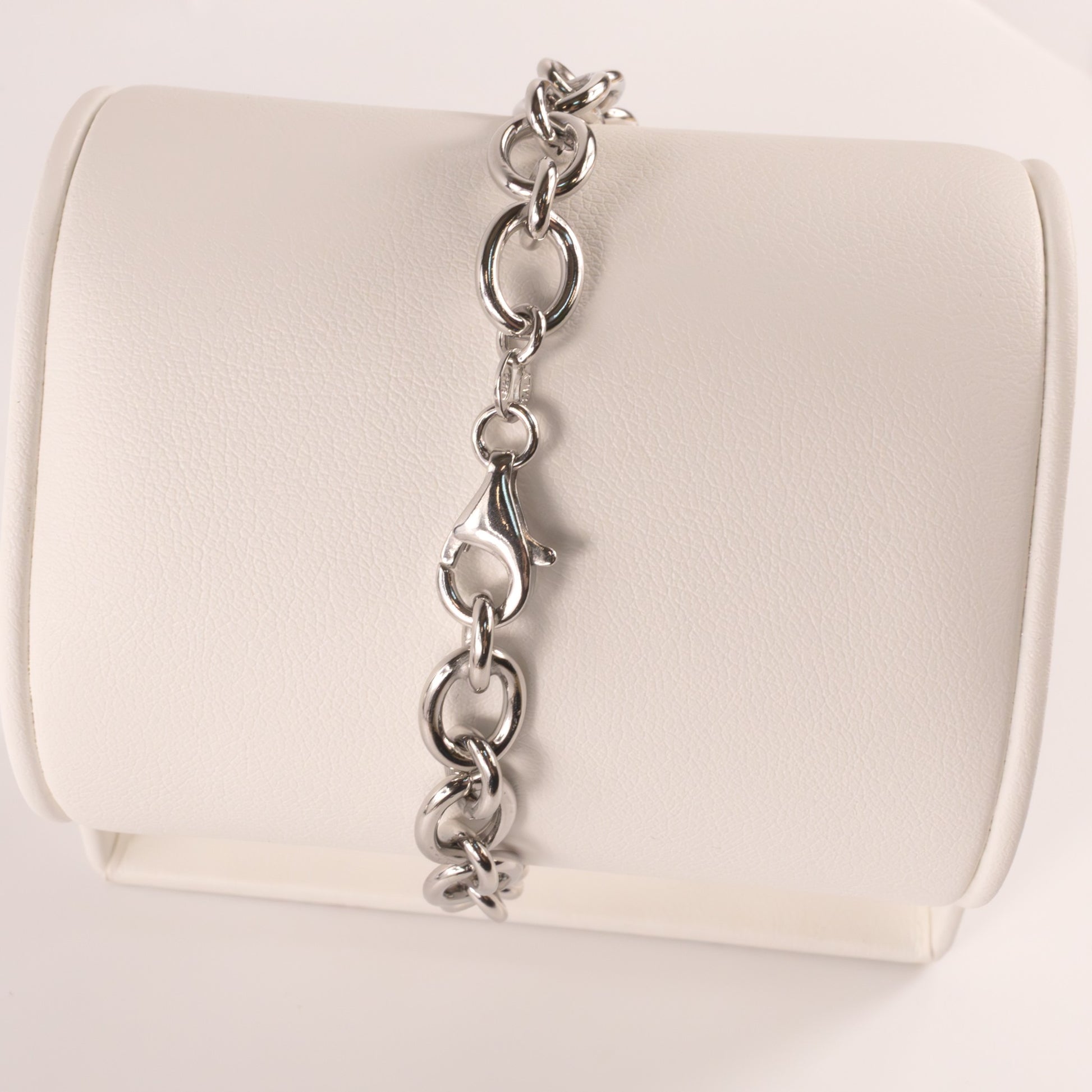 Sterling Silver Oval Cable Chain Solid Link Bracelet