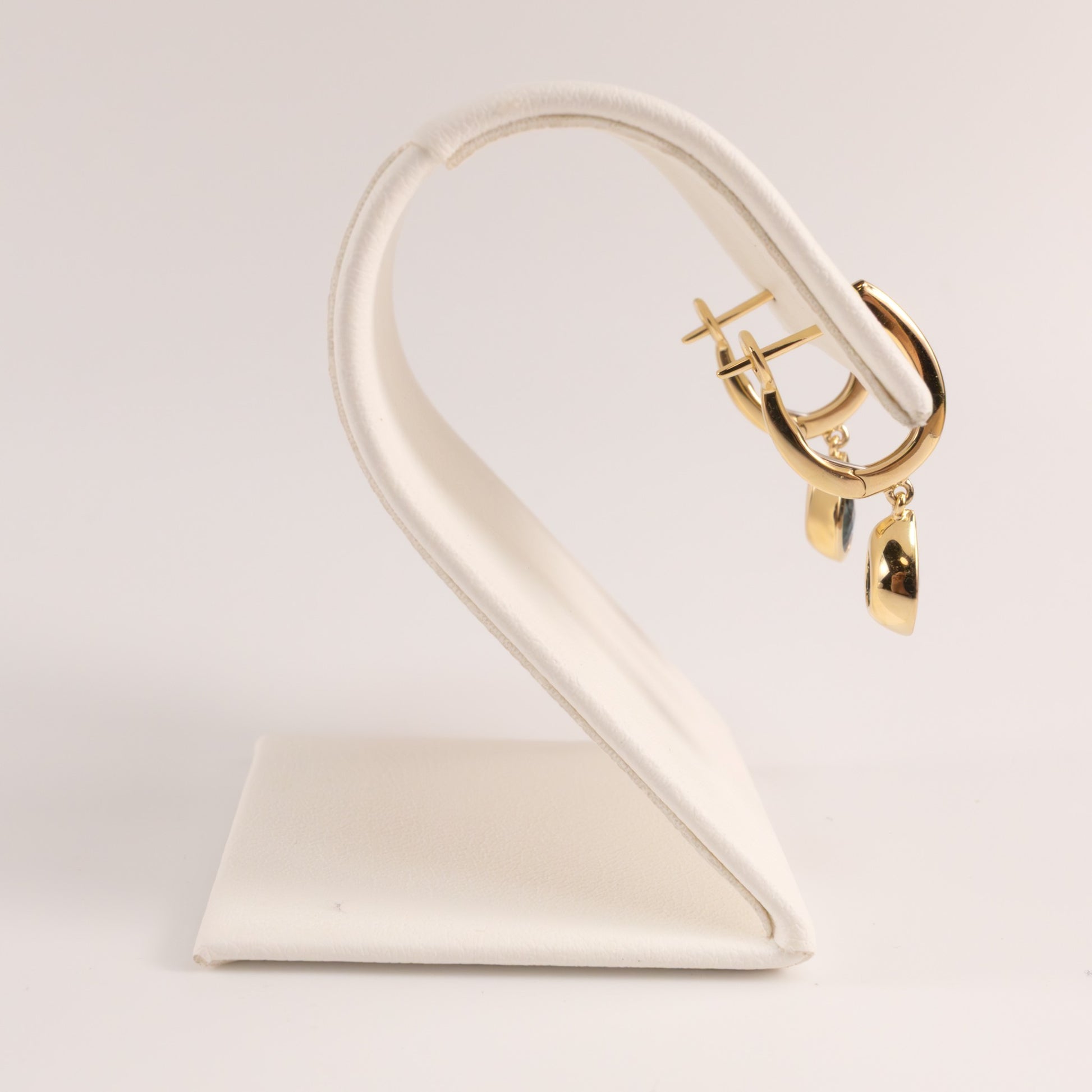 14KYG London Blue Topaz Pear Huggie Drop Earrings