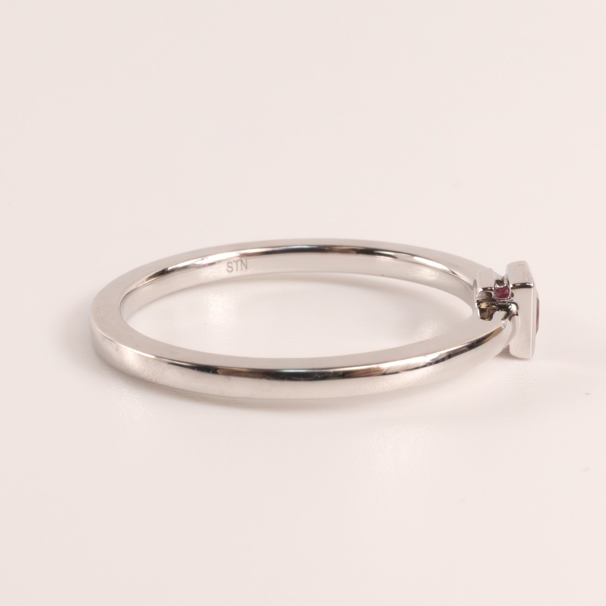 14KWG Ruby Square Bezel Set Ring