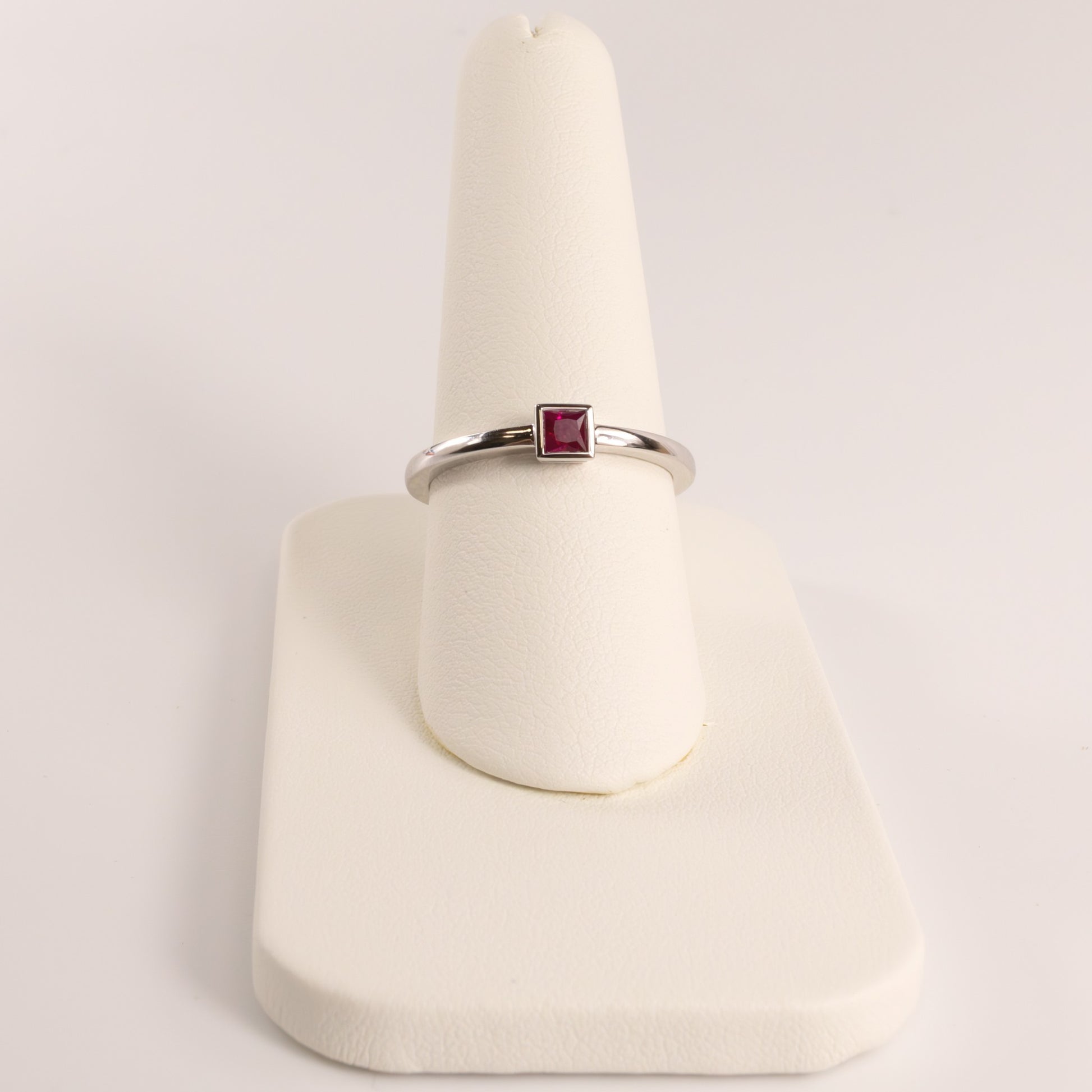 14KWG Ruby Square Bezel Set Ring
