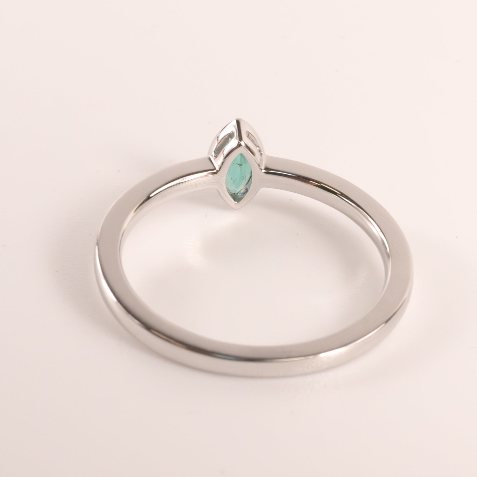 14KWG Emerald Marquise Bezel Set Ring