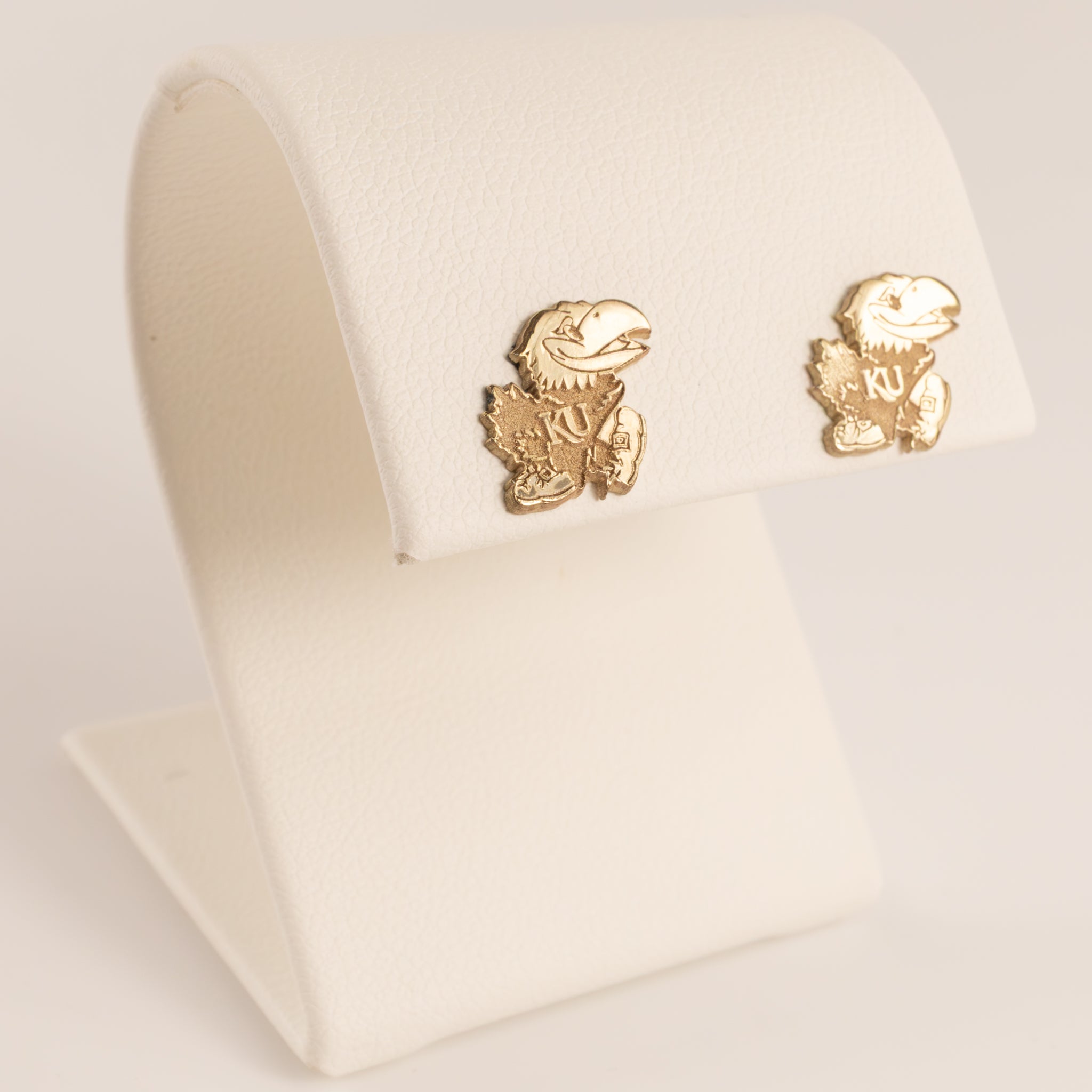 10KYG KU Jayhawk Stud Earrings