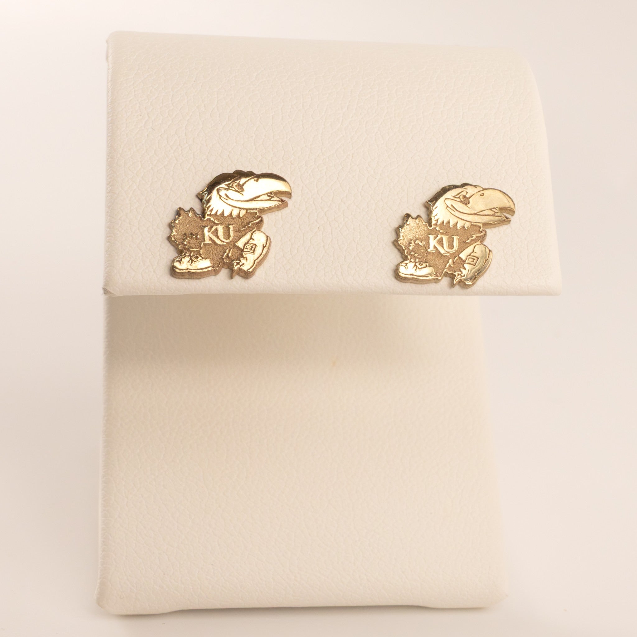 10KYG KU Jayhawk Stud Earrings