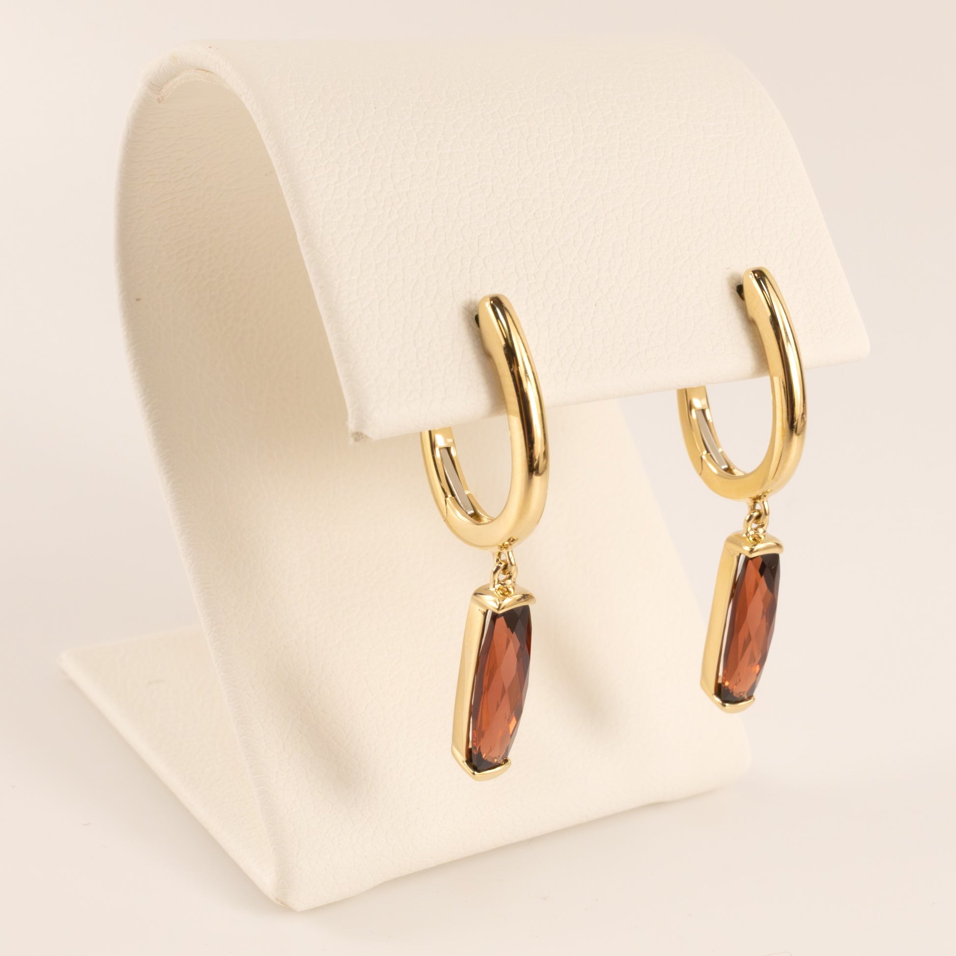 14KYG Garnet Elongated Cushion Drop Earrings