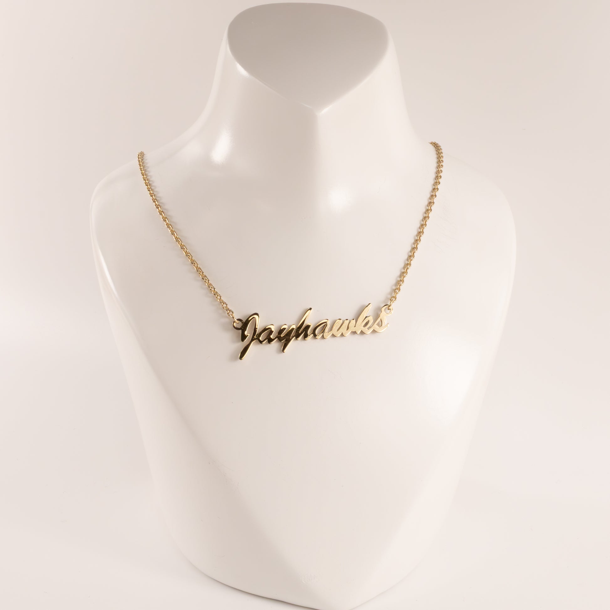 Sterling Silver Gold Plated Fixed KU "Jayhawks" Necklace
