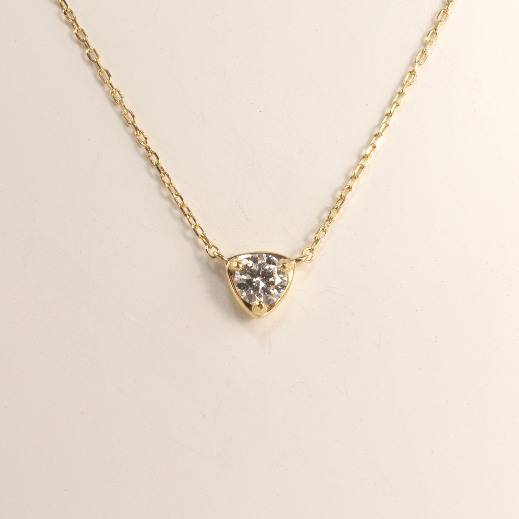 14KYG Lab Grown Diamond 0.13ct Solitaire Fixed Necklace