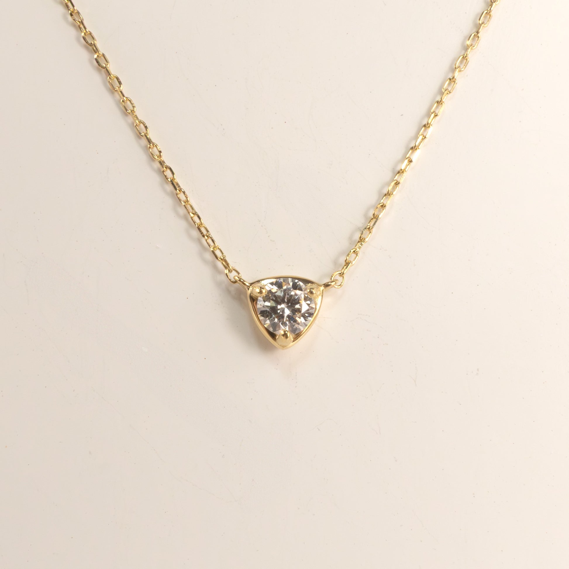 14KYG Lab Grown Diamond 0.13ct Solitaire Fixed Necklace