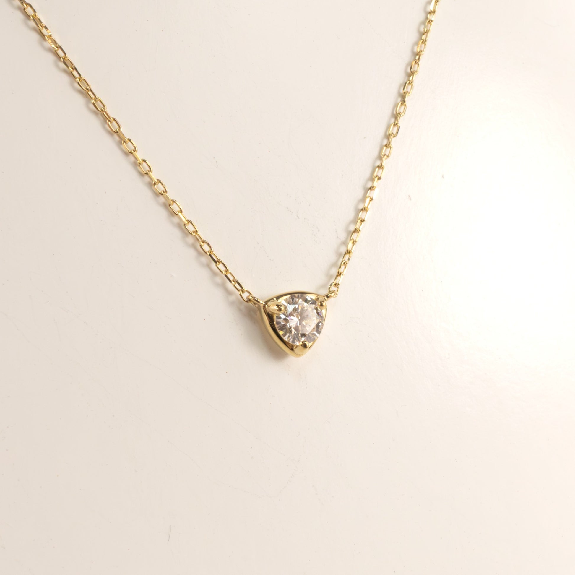 14KYG Lab Grown Diamond 0.13ct Solitaire Fixed Necklace