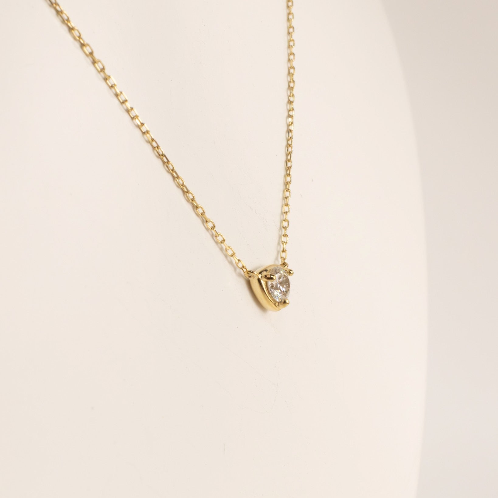 14KYG Lab Grown Diamond 0.13ct Solitaire Fixed Necklace