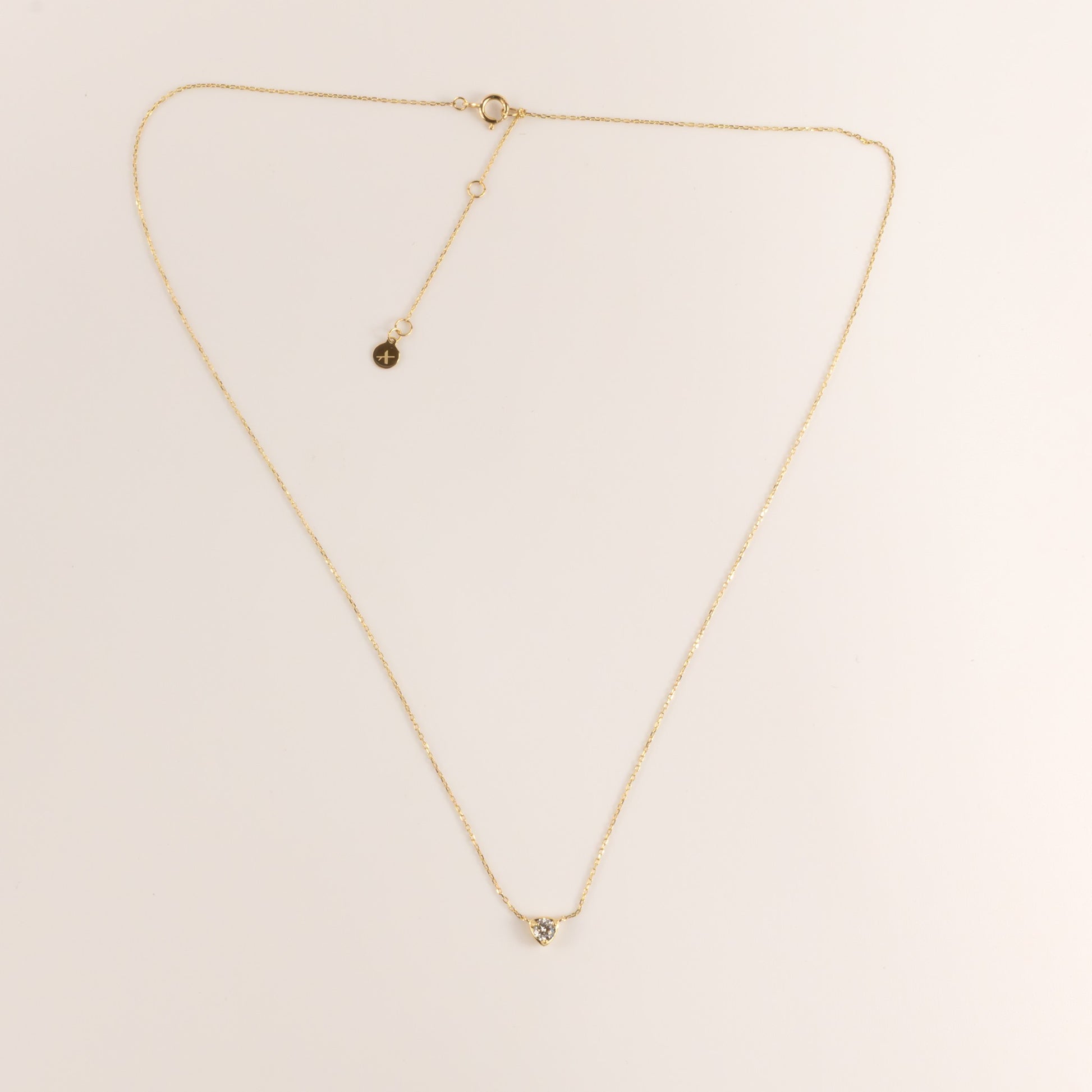 14KYG Lab Grown Diamond 0.13ct Solitaire Fixed Necklace