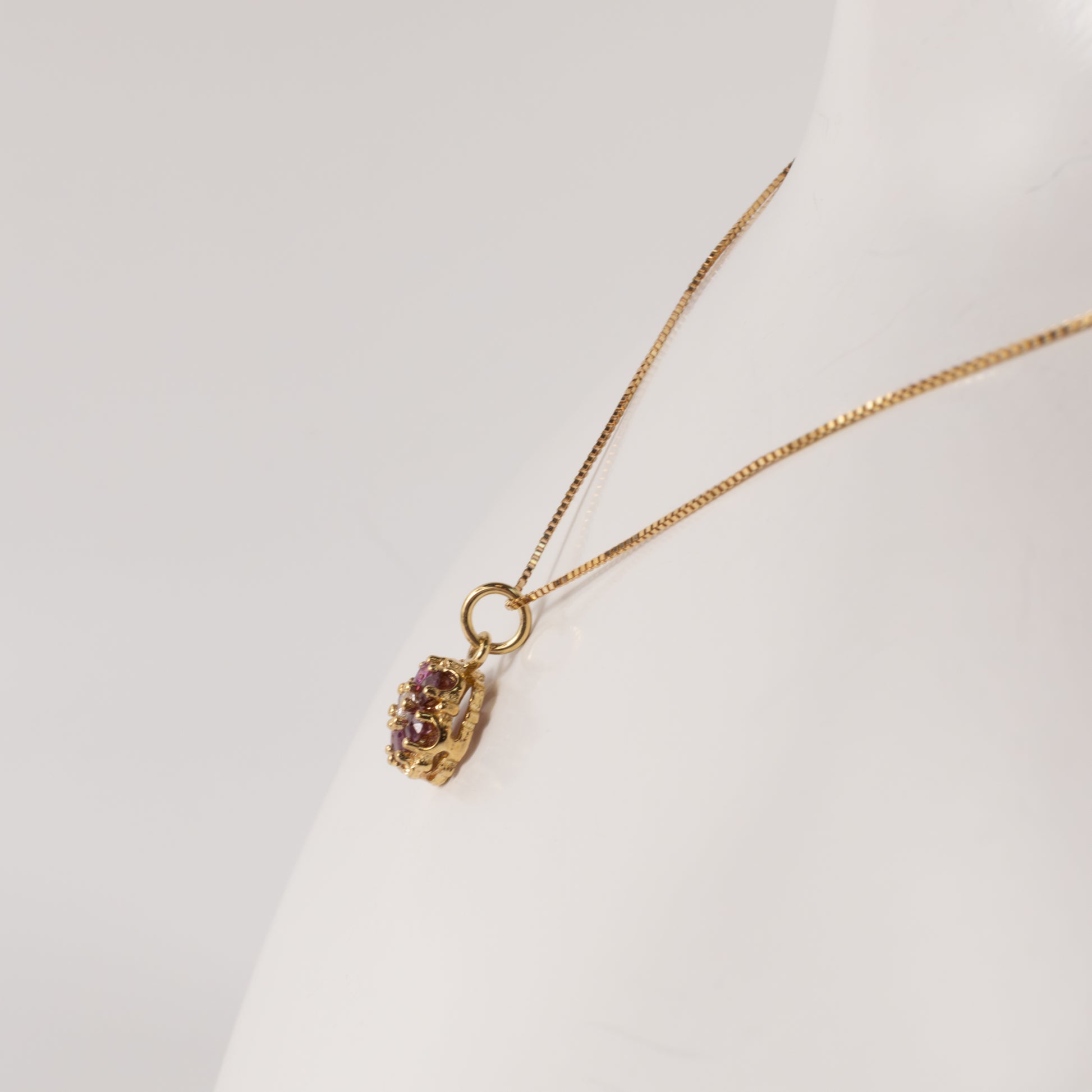 14KYG Ruby and Diamond Flower Necklace