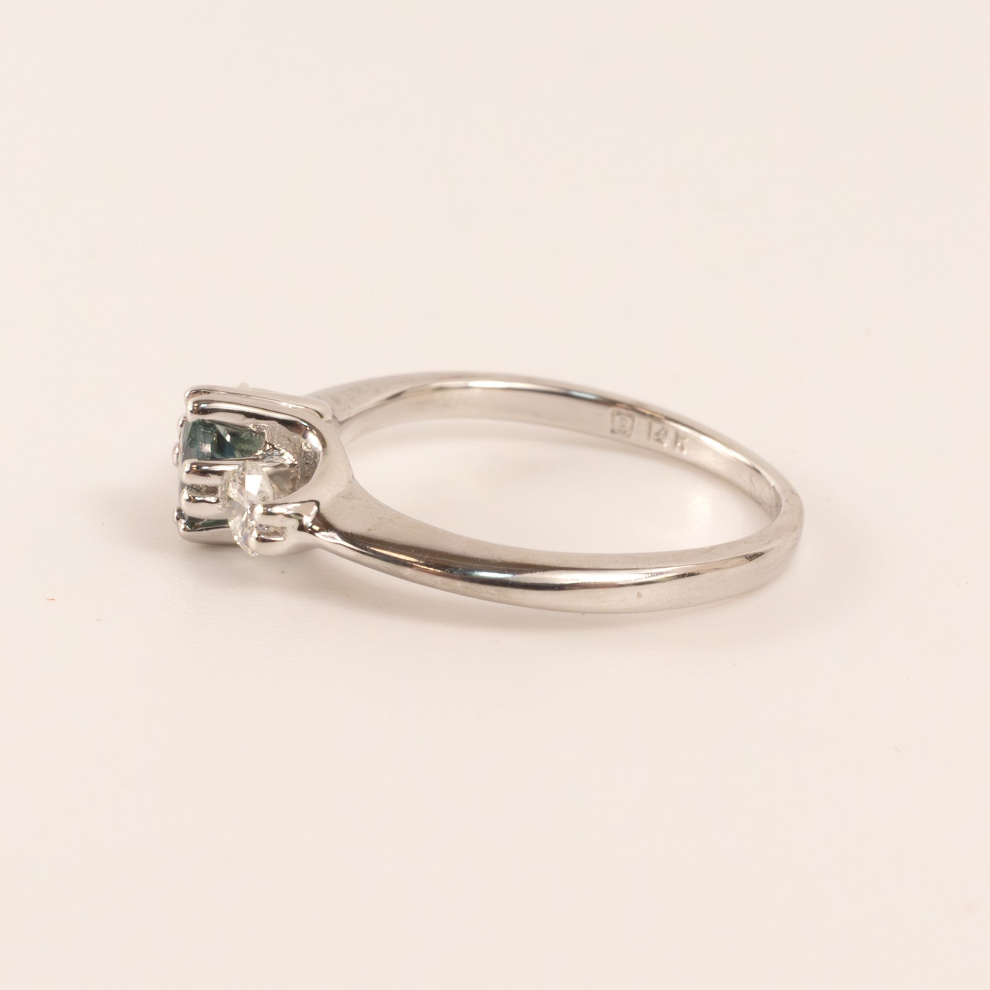 14KWG Alexandrite and Diamond Three-Stone Ring