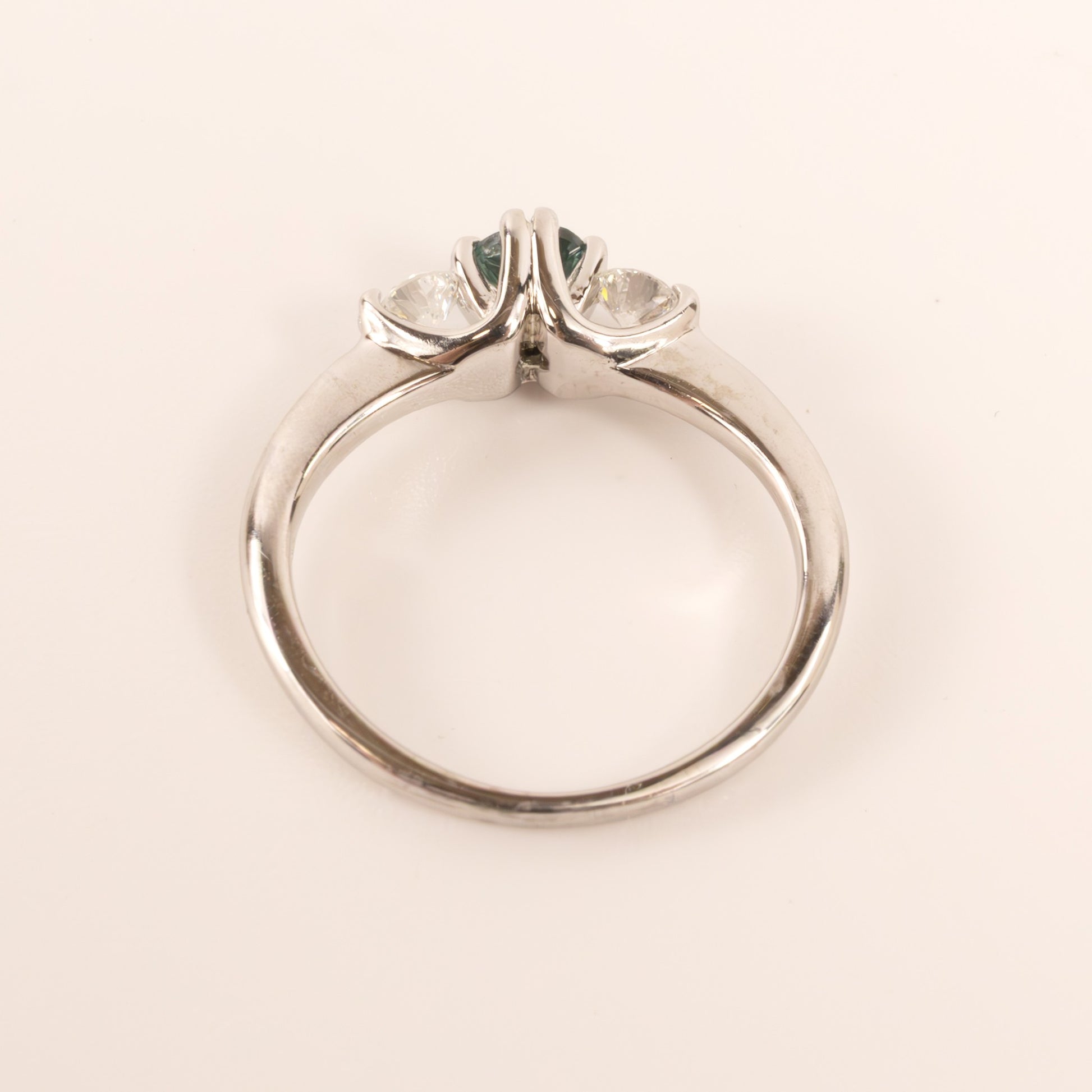 14KWG Alexandrite and Diamond Three-Stone Ring