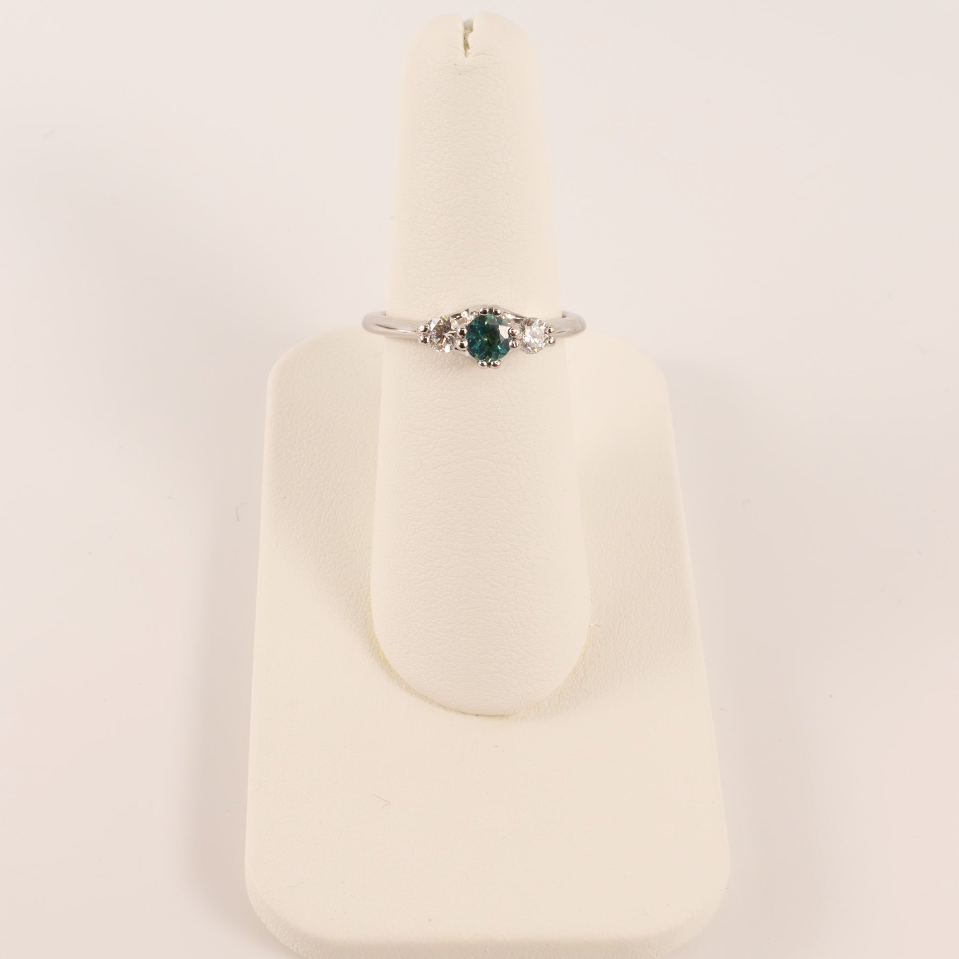 14KWG Alexandrite and Diamond Three-Stone Ring