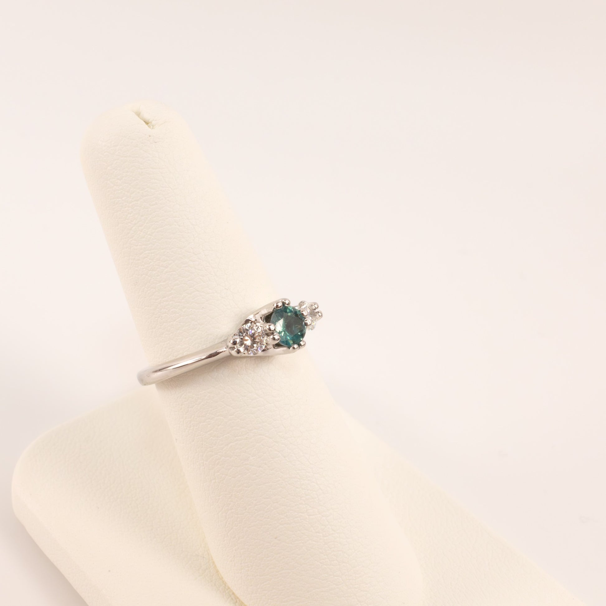 14KWG Alexandrite and Diamond Three-Stone Ring