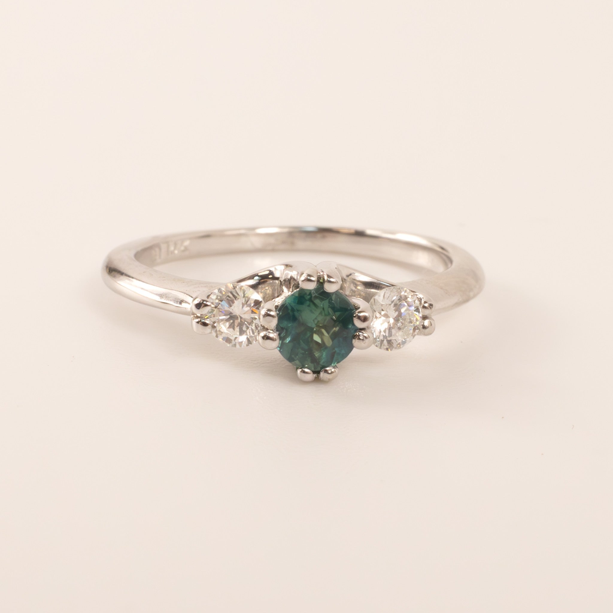 14KWG Alexandrite and Diamond Three-Stone Ring