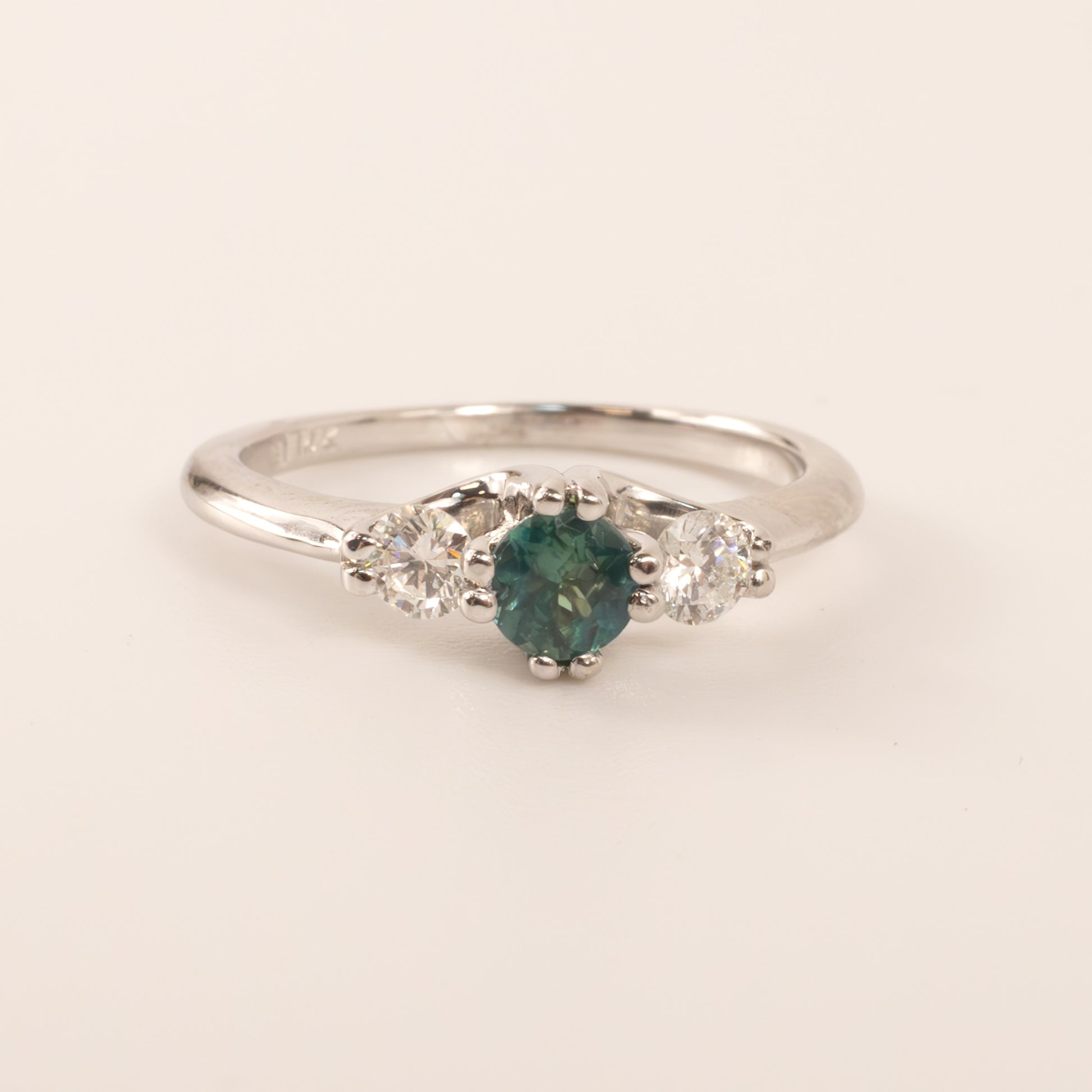 14KWG Alexandrite and Diamond Three-Stone Ring